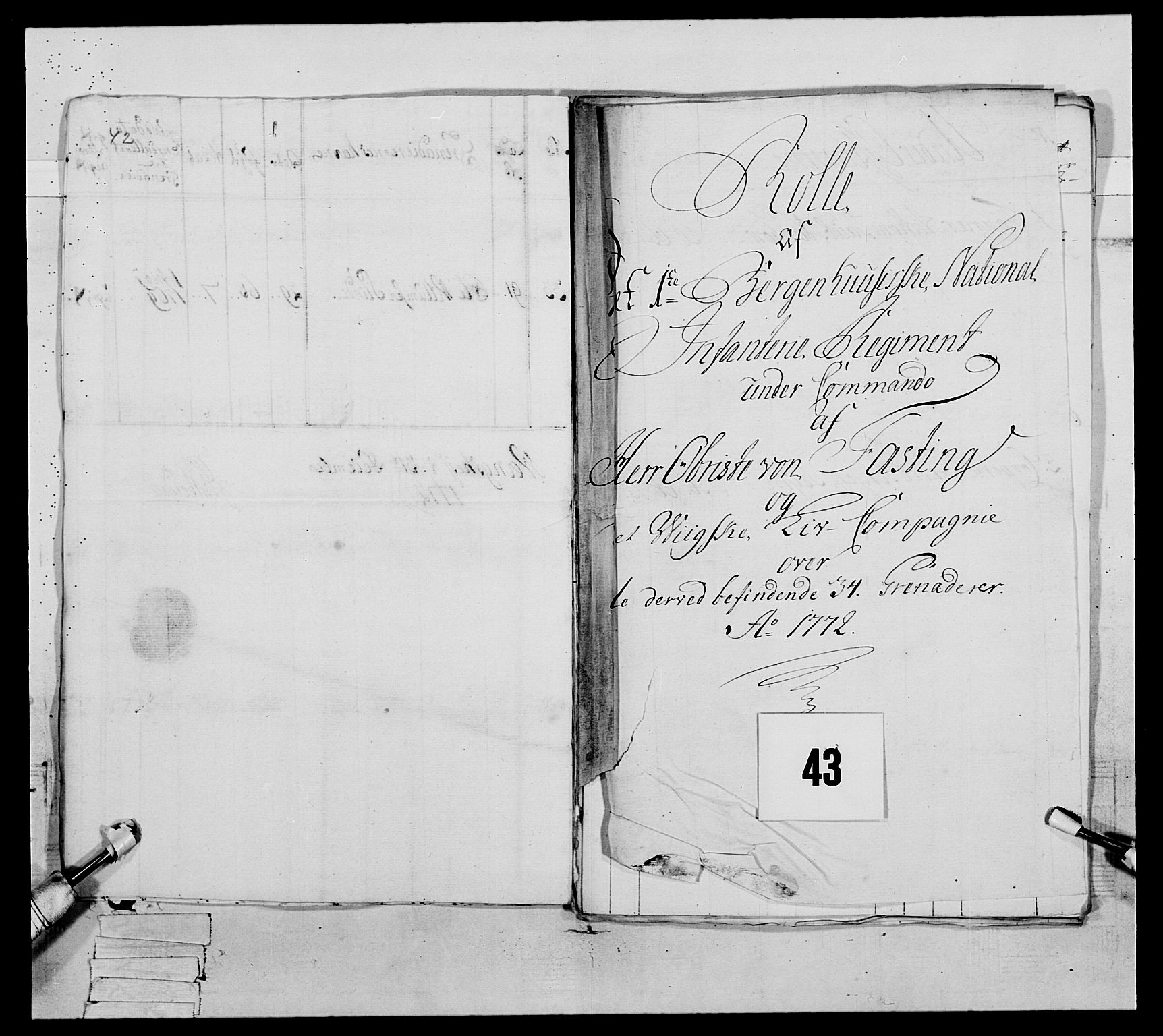 Generalitets- og kommissariatskollegiet, Det kongelige norske kommissariatskollegium, AV/RA-EA-5420/E/Eh/L0089: 1. Bergenhusiske nasjonale infanteriregiment, 1769-1773, s. 276