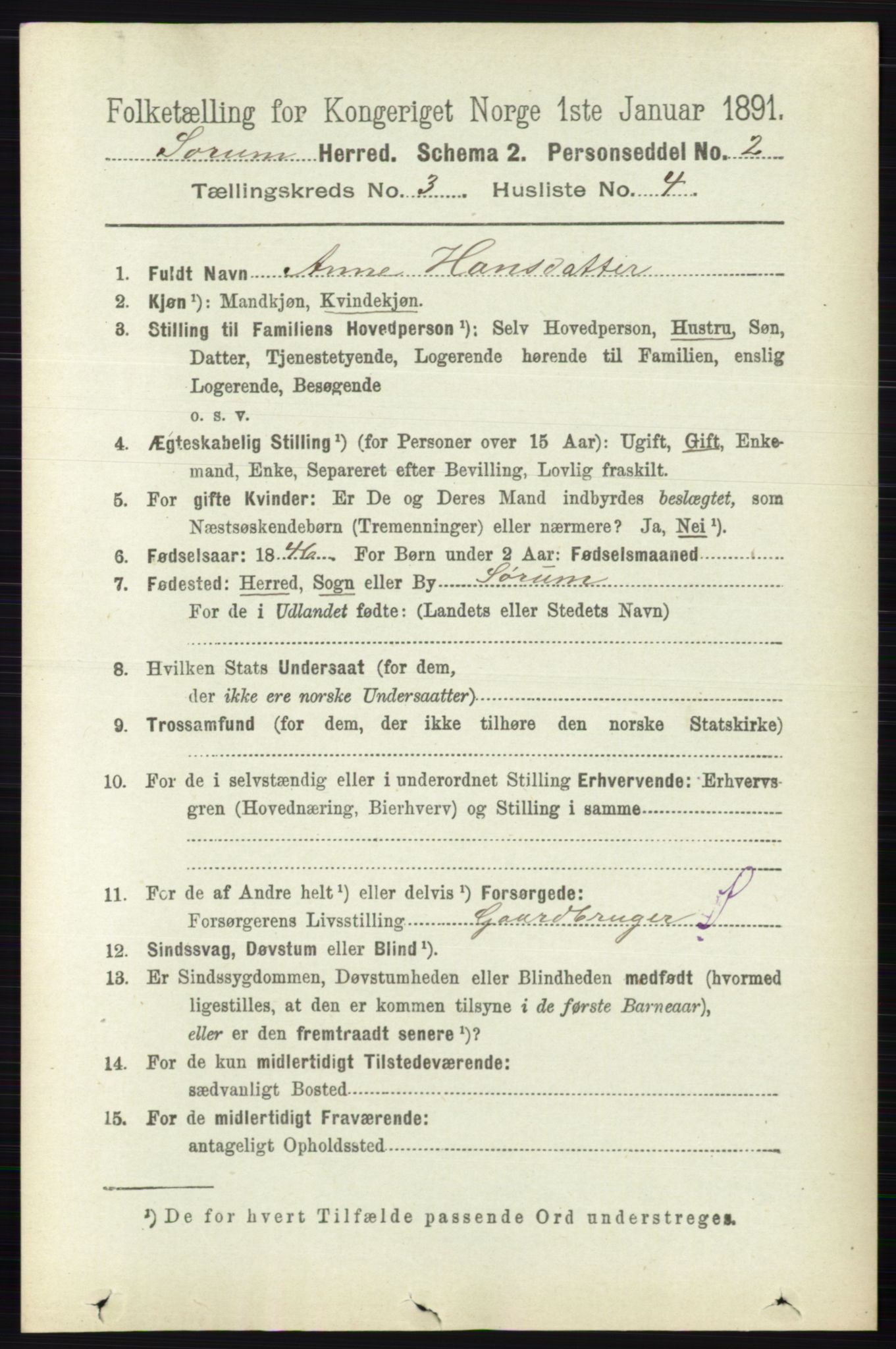 RA, Folketelling 1891 for 0226 Sørum herred, 1891, s. 1314