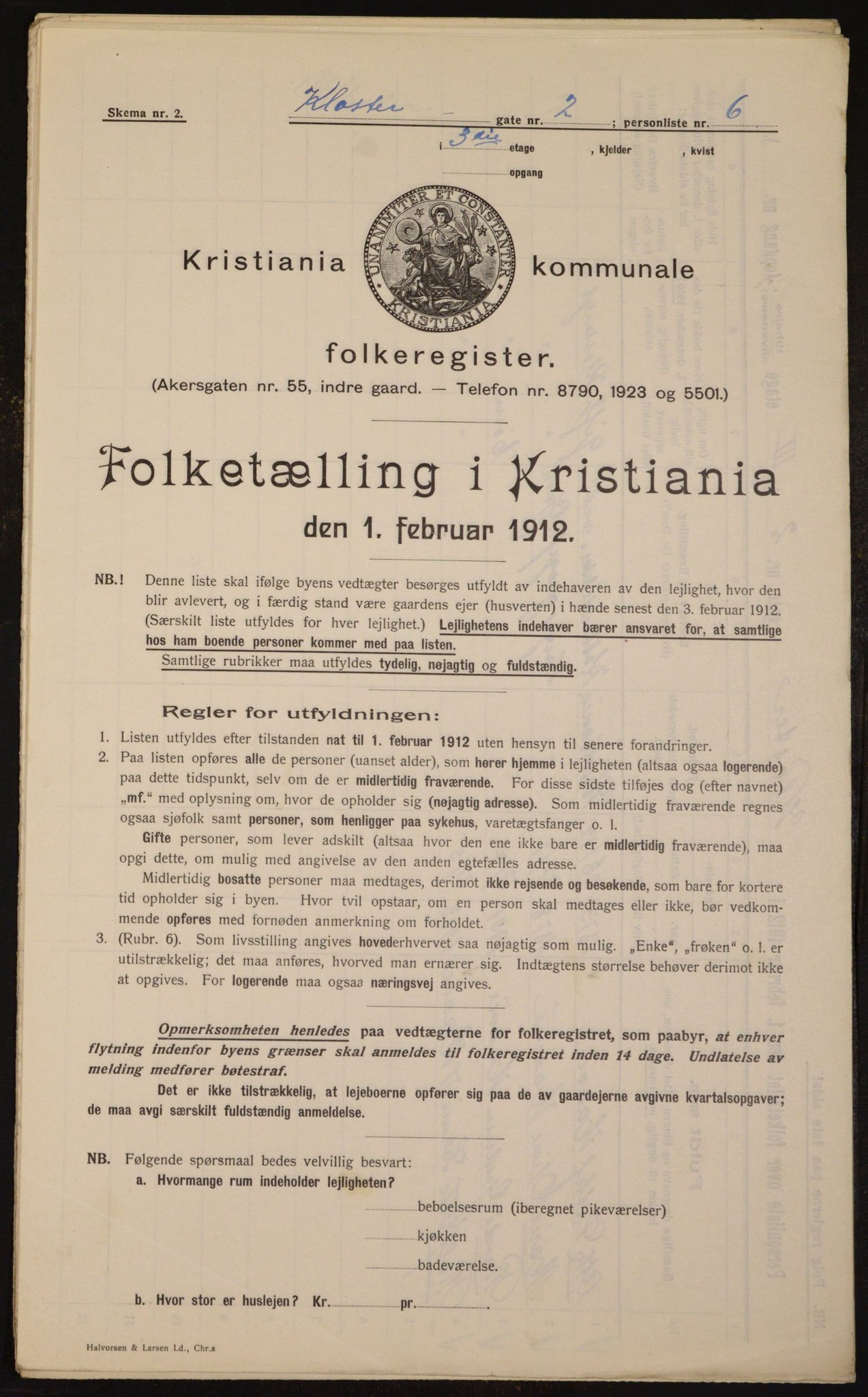 OBA, Kommunal folketelling 1.2.1912 for Kristiania, 1912, s. 52311