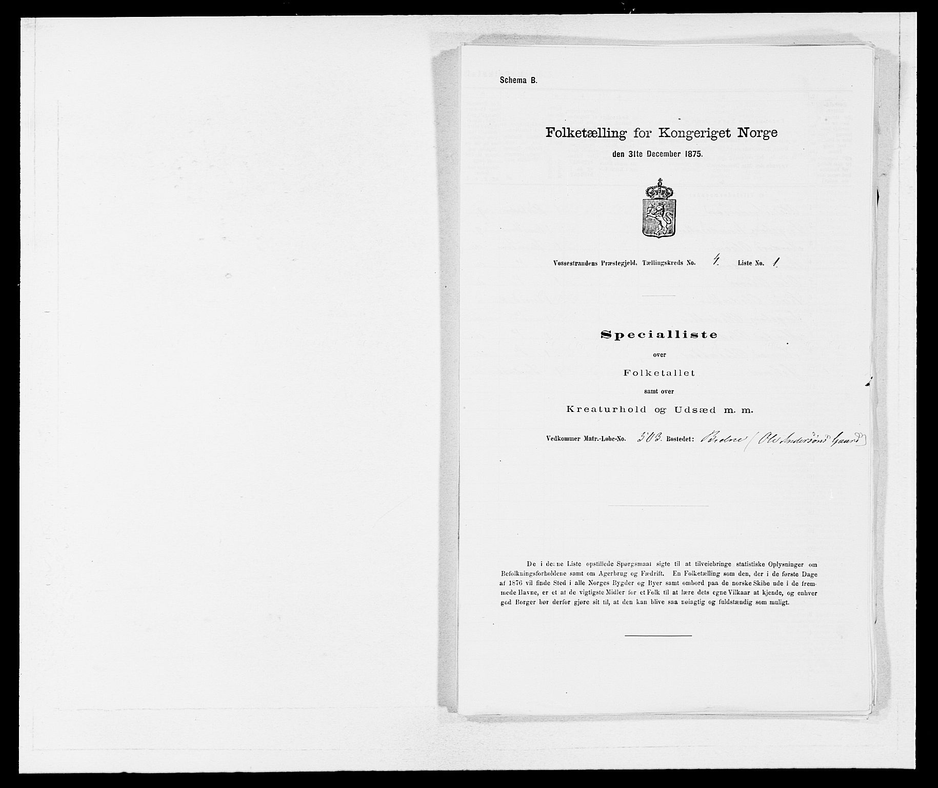 SAB, Folketelling 1875 for 1236P Vossestrand prestegjeld, 1875, s. 333