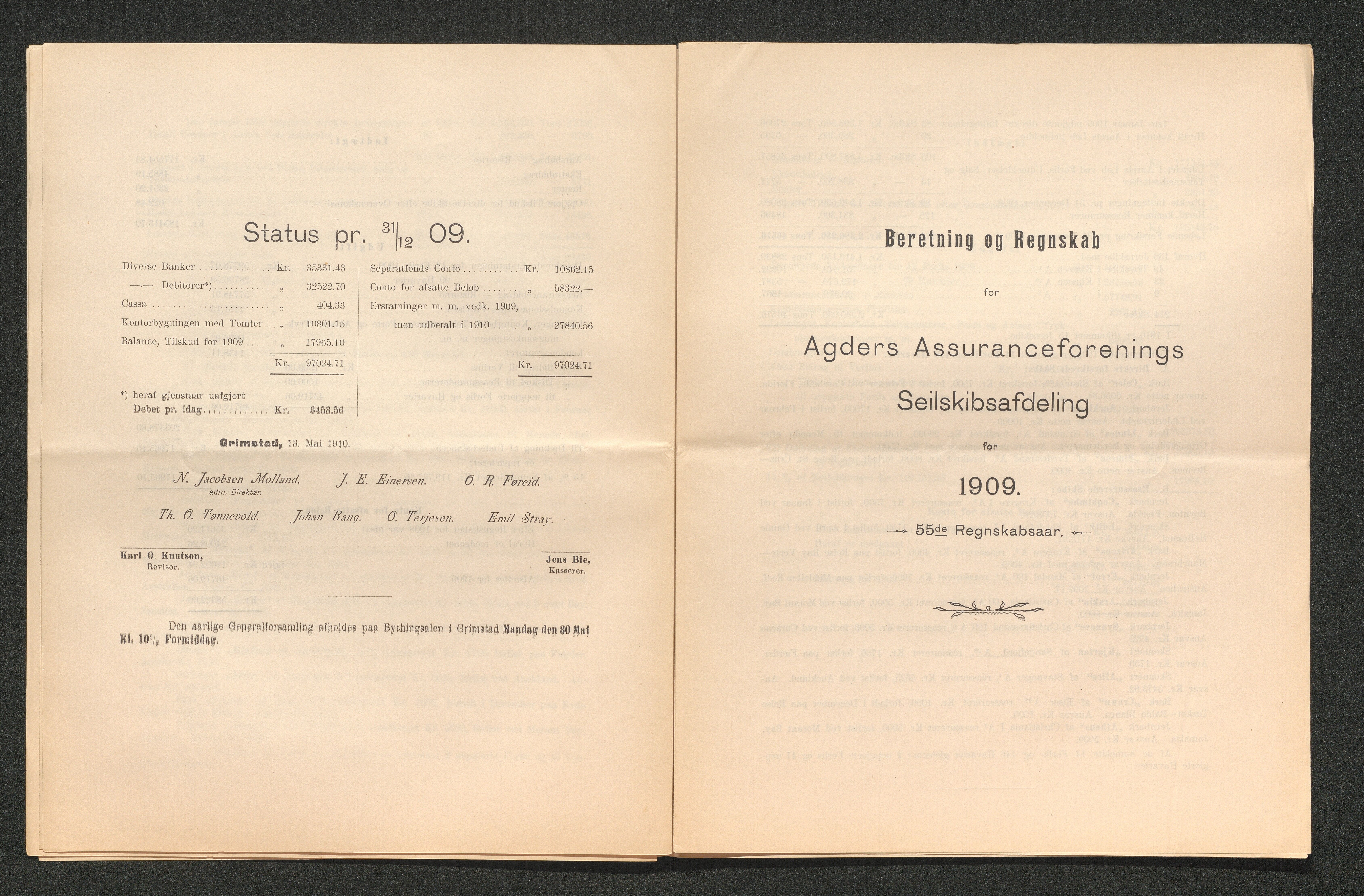 Agders Gjensidige Assuranceforening, AAKS/PA-1718/05/L0003: Regnskap, seilavdeling, pakkesak, 1890-1912