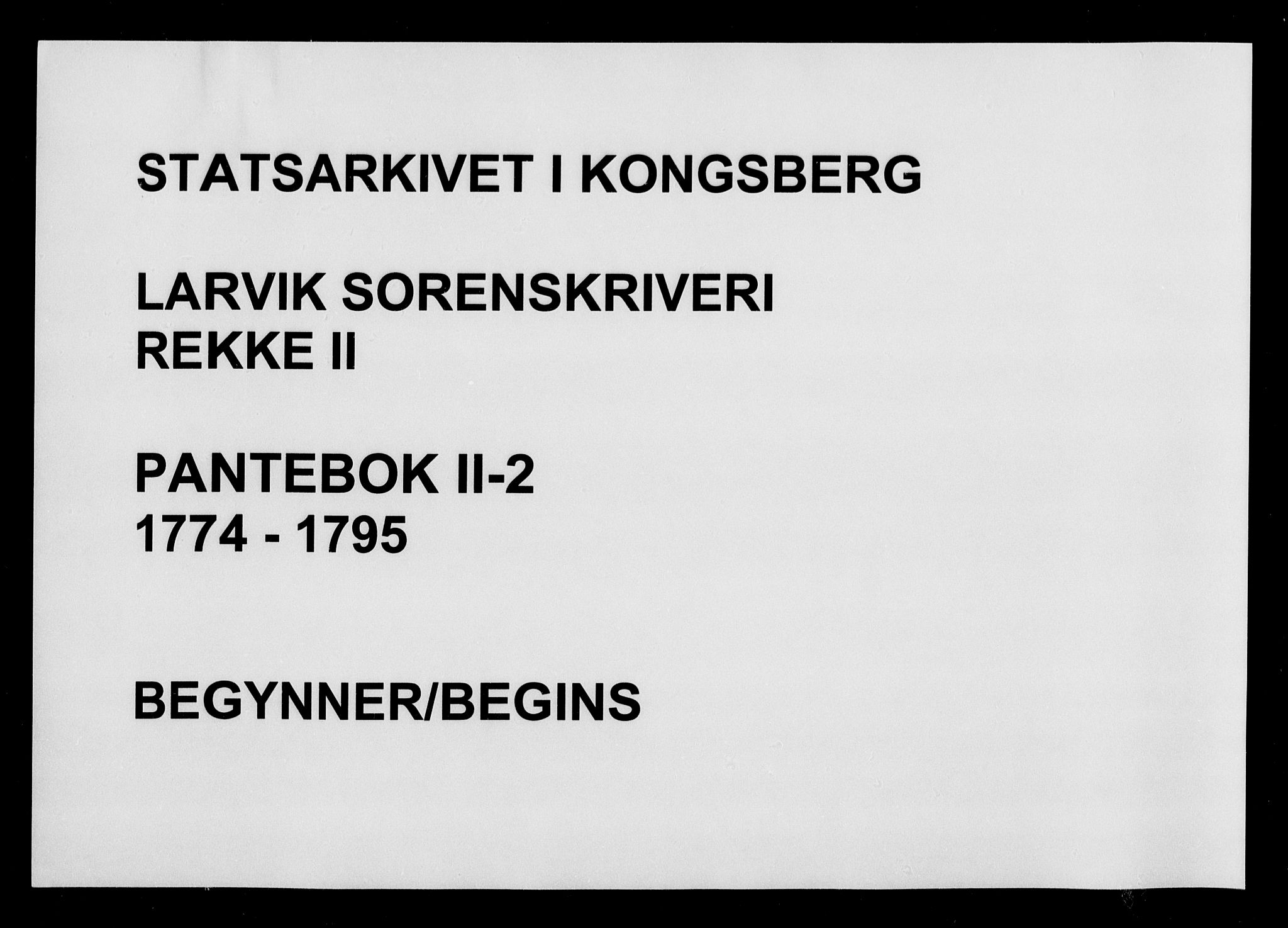 Larvik sorenskriveri, SAKO/A-83/G/Ga/Gab/L0002: Pantebok nr. II 2, 1774-1795