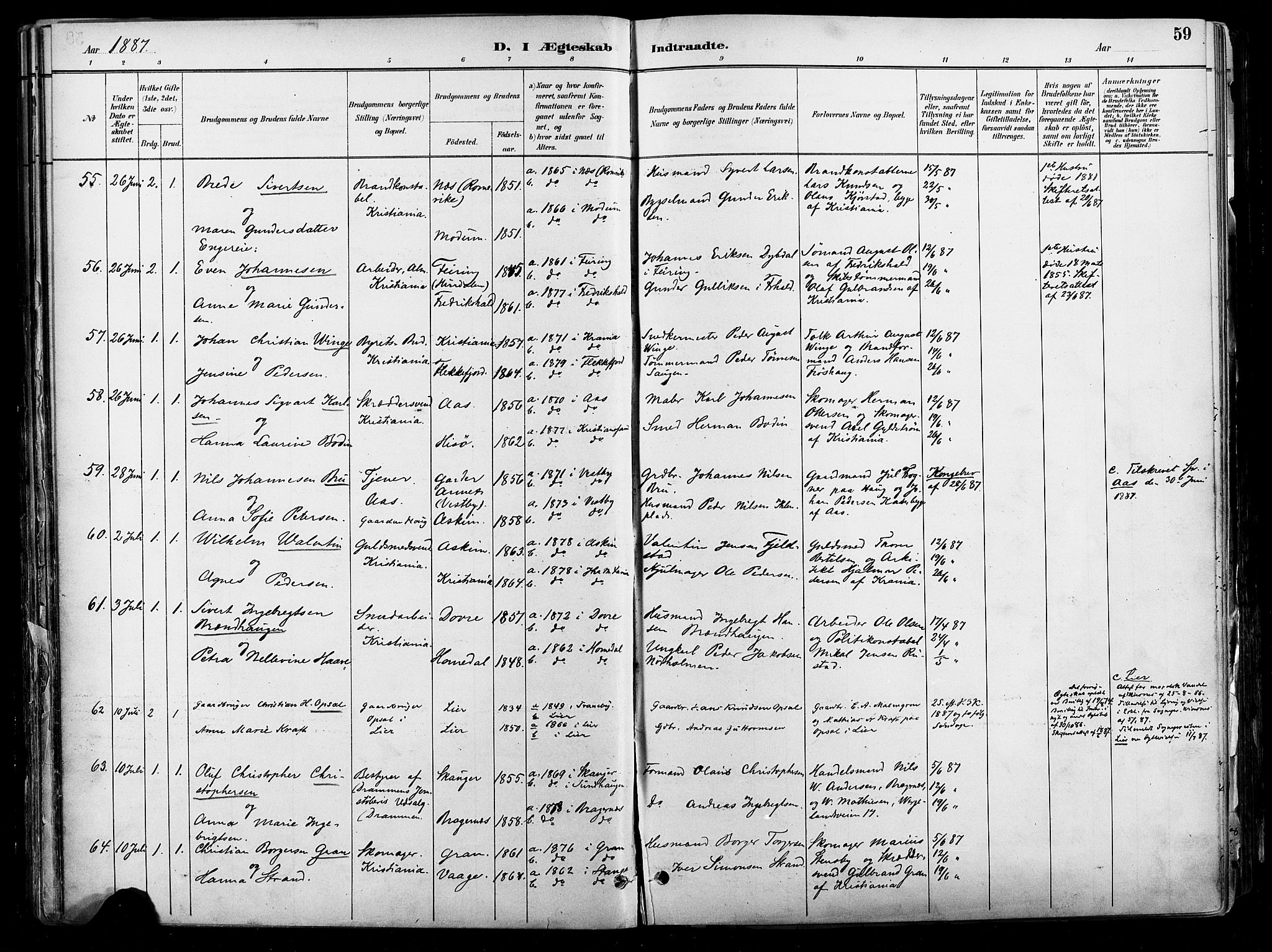 Johannes prestekontor Kirkebøker, AV/SAO-A-10852/F/Fa/L0004: Ministerialbok nr. 4, 1883-1907, s. 59