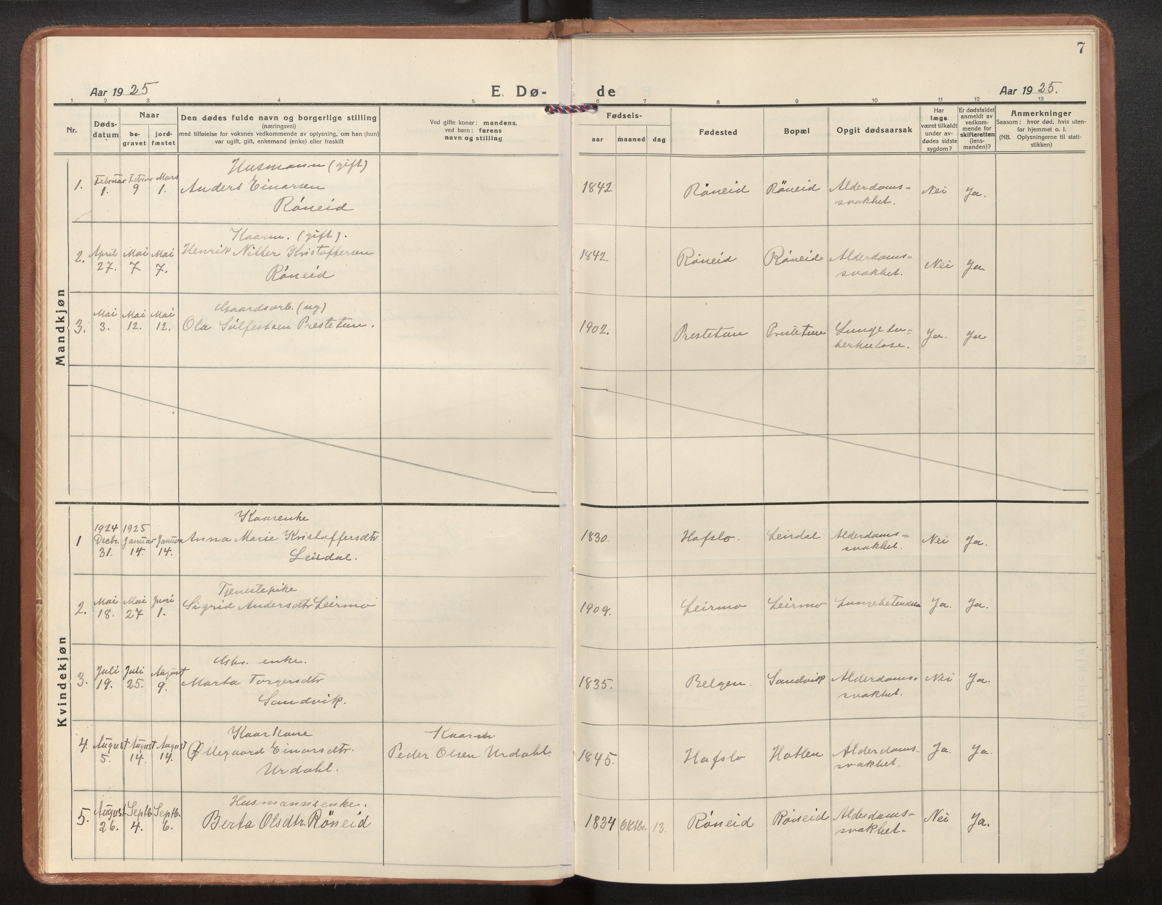 Jostedal sokneprestembete, SAB/A-80601/H/Haa/Haad/L0002: Ministerialbok nr. D 2, 1923-2007, s. 7