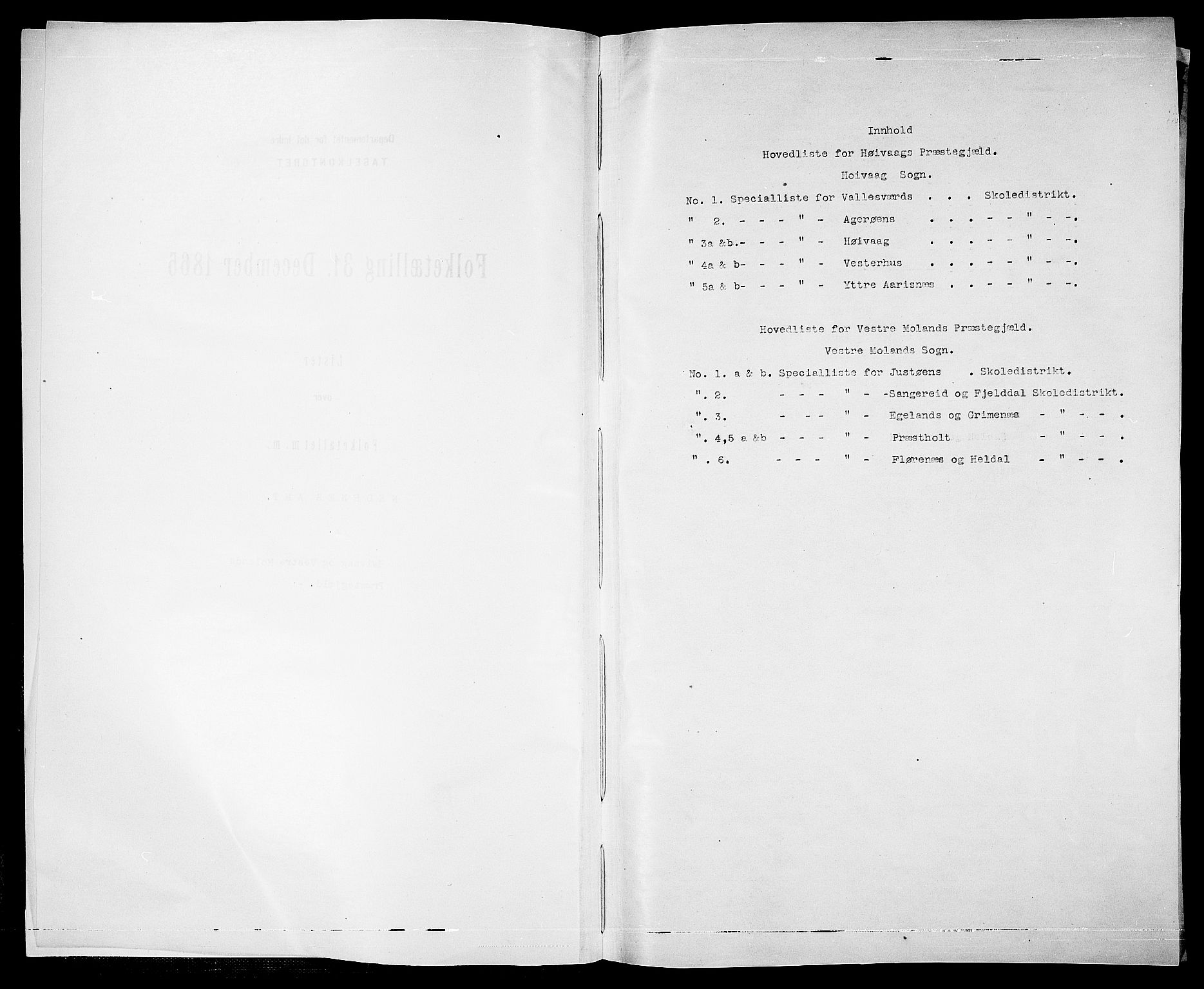 RA, Folketelling 1865 for 0927P Høvåg prestegjeld, 1865, s. 4