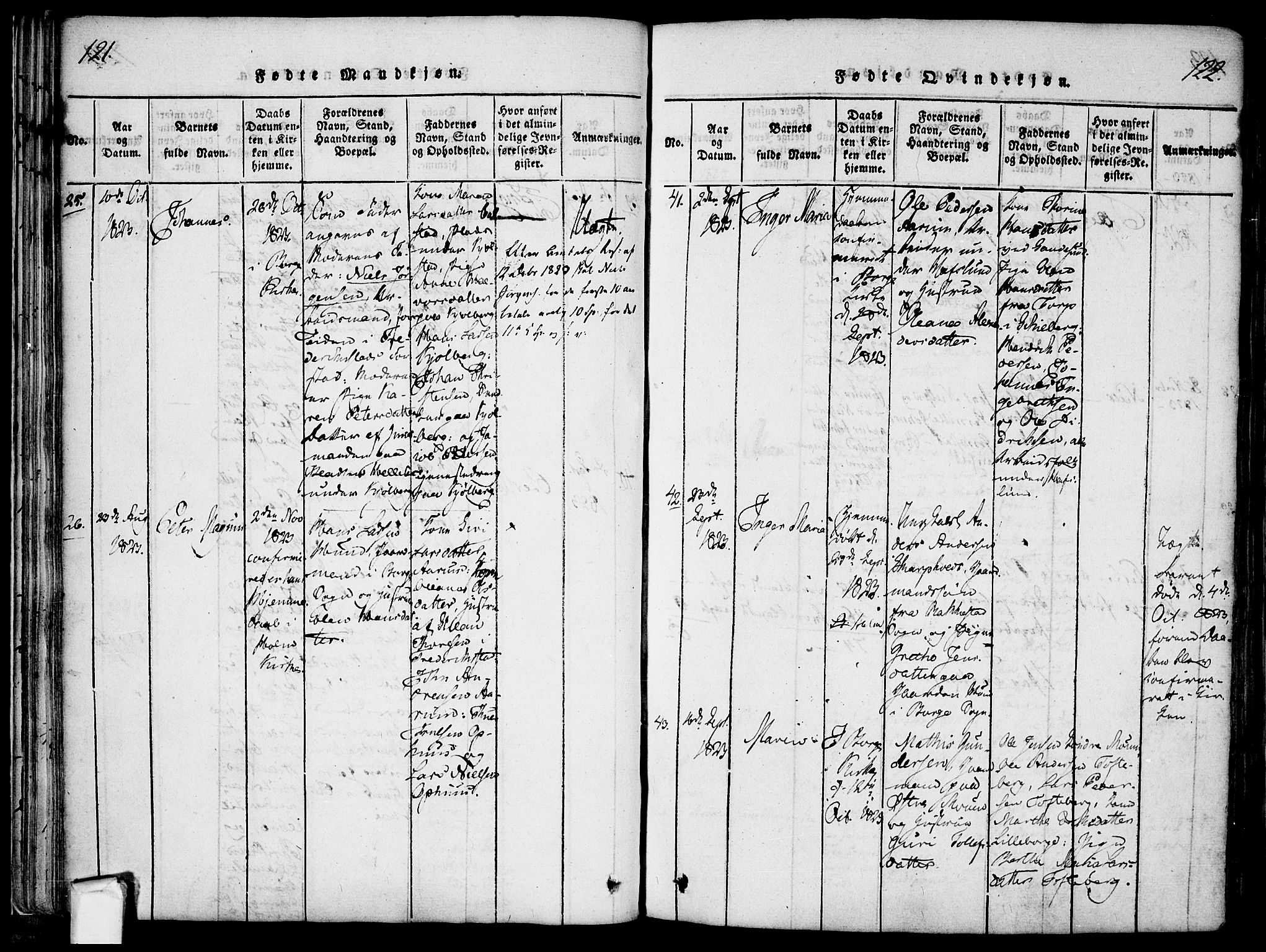 Borge prestekontor Kirkebøker, AV/SAO-A-10903/F/Fa/L0003: Ministerialbok nr. I 3, 1815-1836, s. 121-122