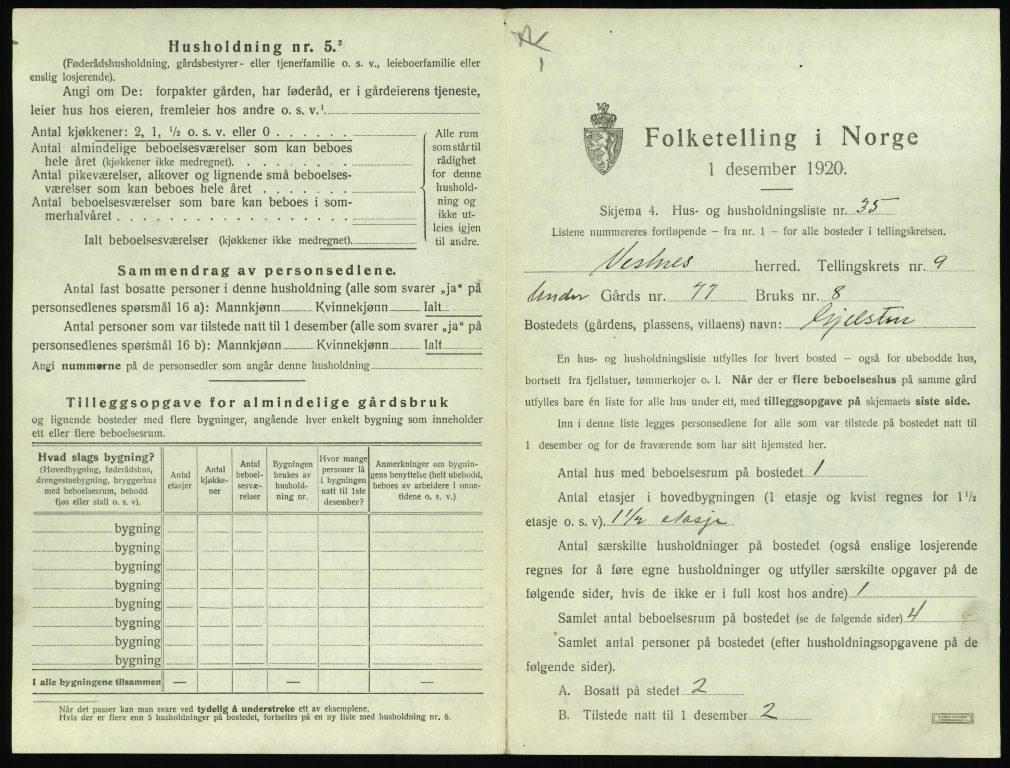 SAT, Folketelling 1920 for 1535 Vestnes herred, 1920, s. 1005
