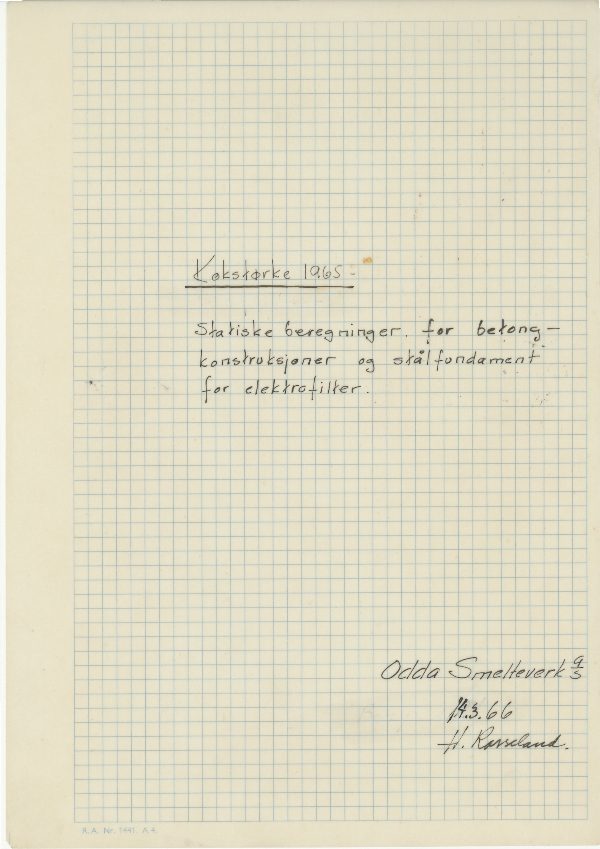 Odda smelteverk AS, KRAM/A-0157.1/T/Td/L0009: Gruppe 9. Blandingsrom og kokstørker, 1920-1970, s. 603