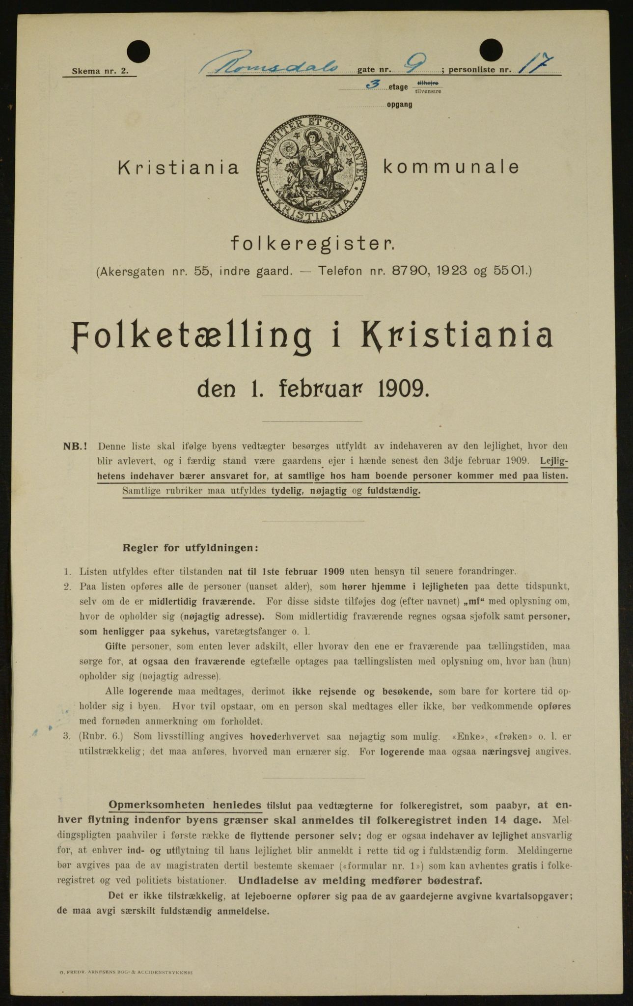 OBA, Kommunal folketelling 1.2.1909 for Kristiania kjøpstad, 1909, s. 75532