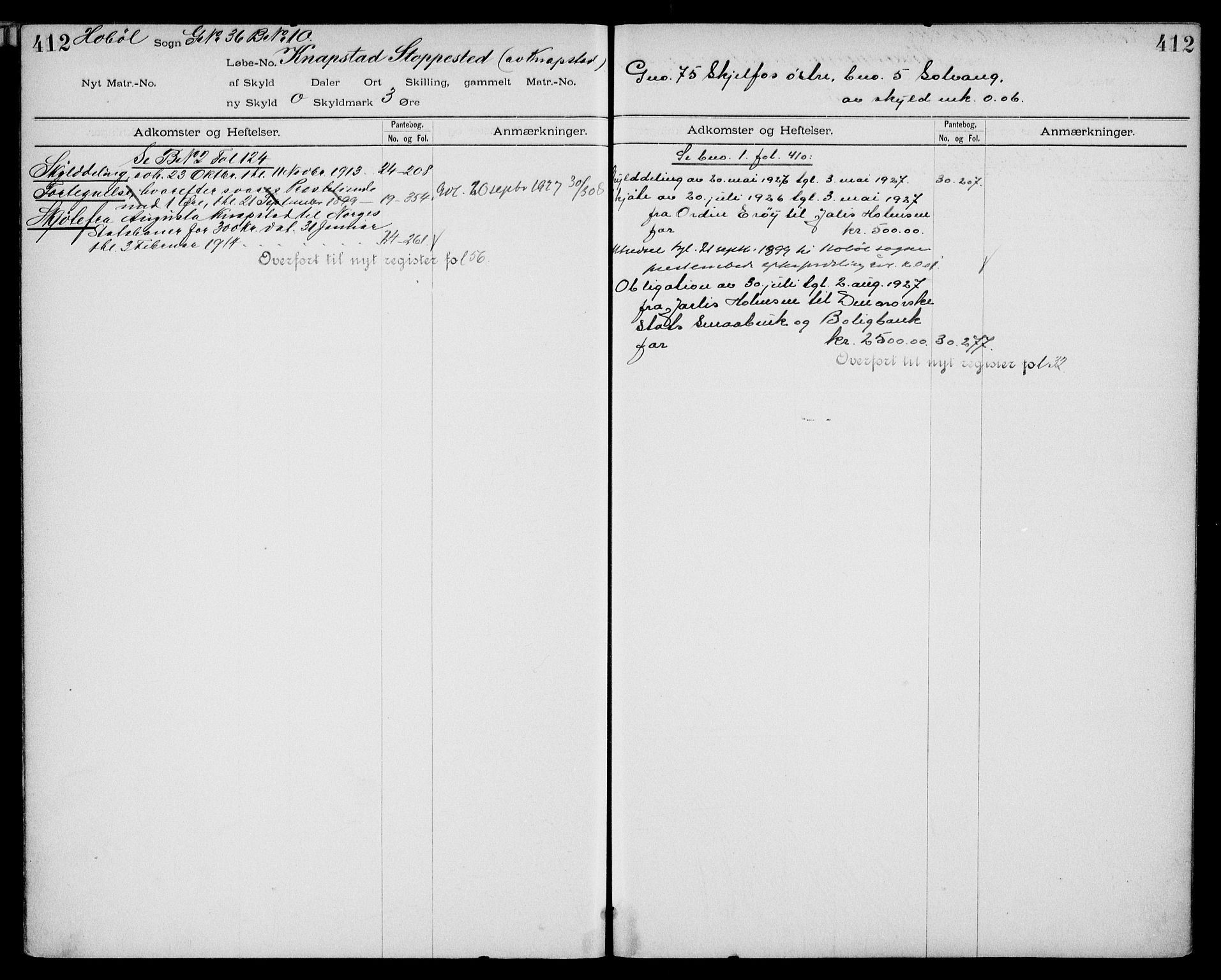 Moss sorenskriveri, SAO/A-10168: Panteregister nr. IV 8b, 1733-1927, s. 412