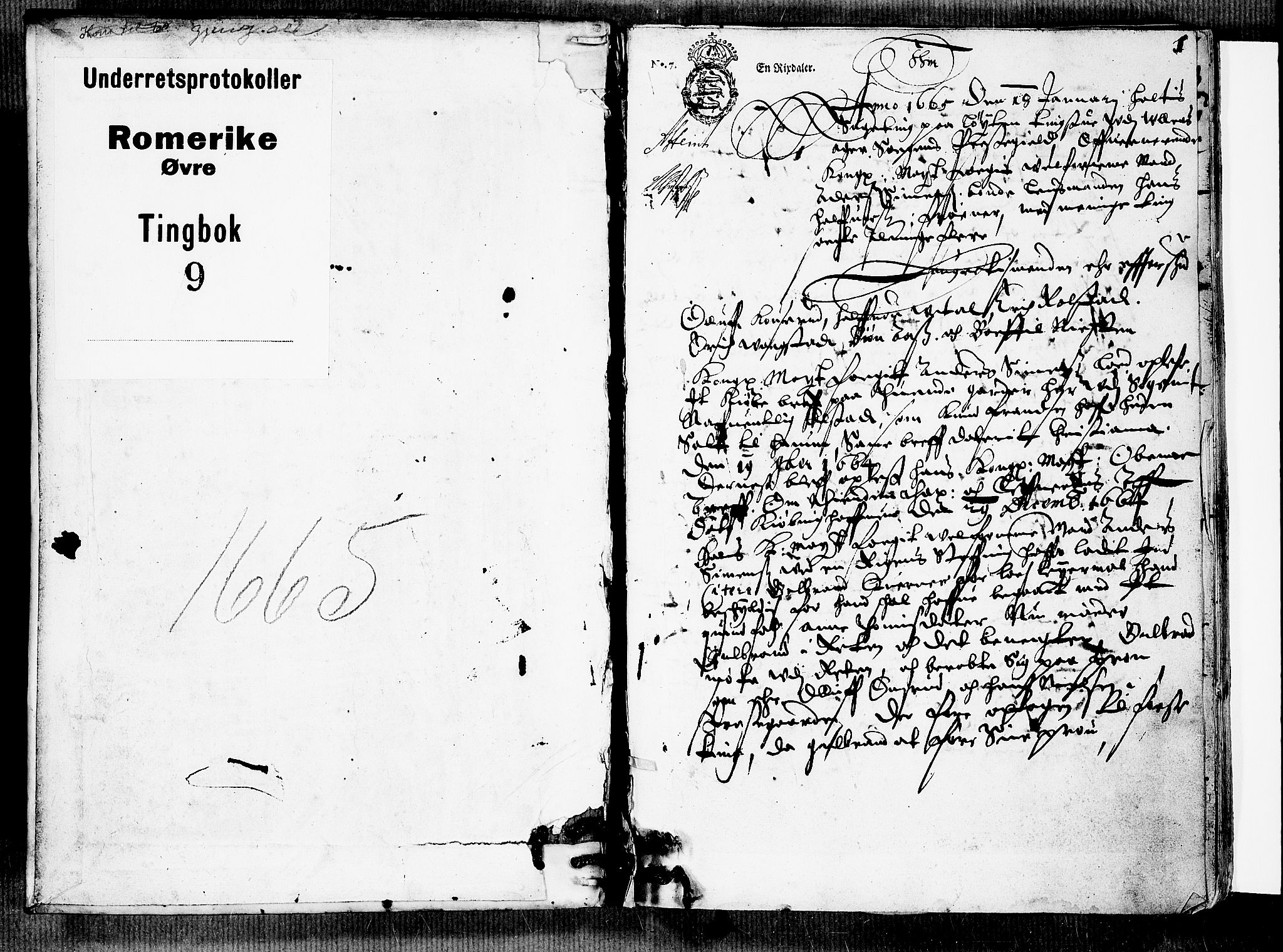 Øvre Romerike sorenskriveri, AV/SAO-A-10649/F/Fb/L0009: Tingbok 9, 1665, s. 0b-1a