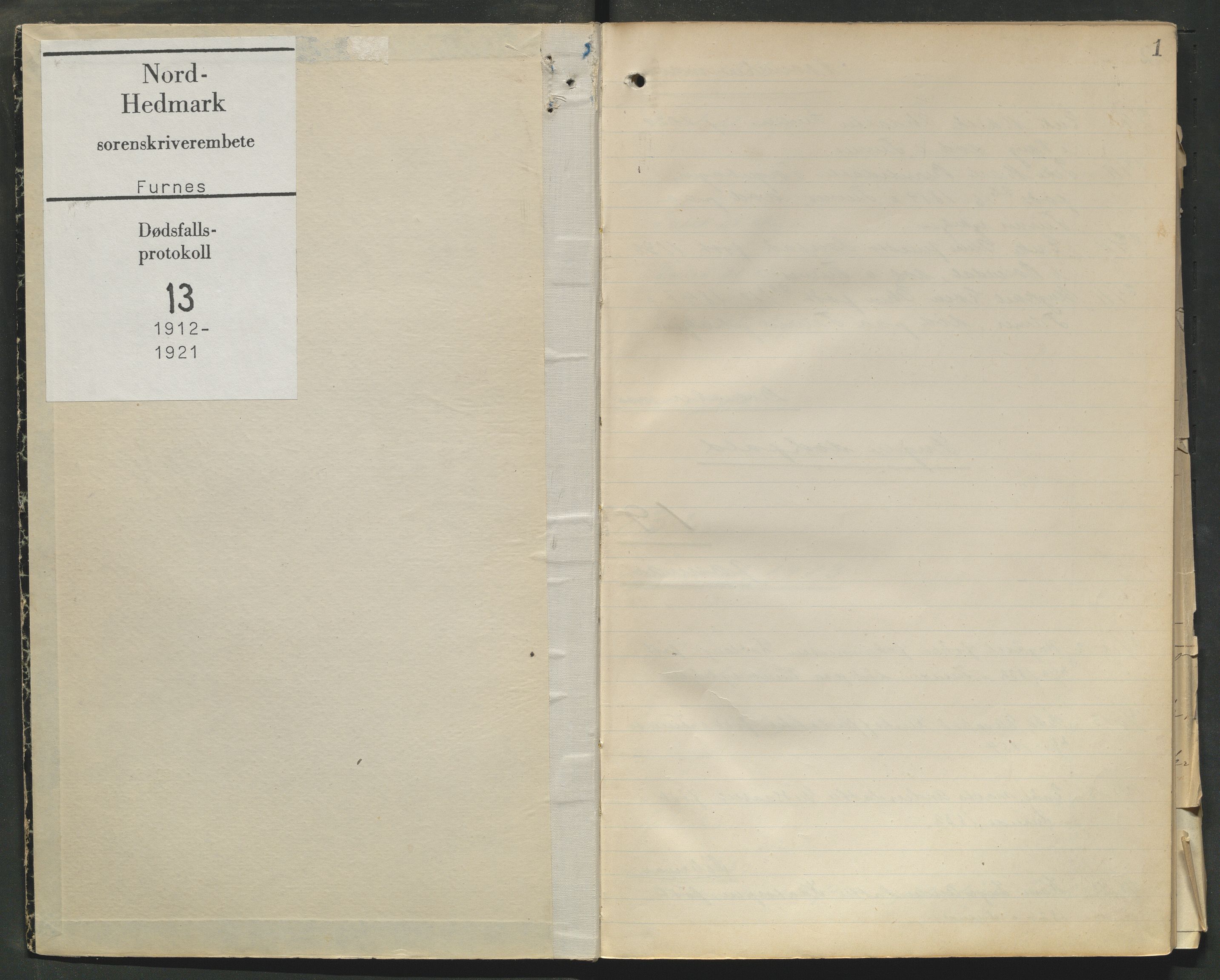 Nord-Hedmark sorenskriveri, AV/SAH-TING-012/J/Ji/L0013: Dødsfallsprotokoll - Furnes, 1912-1921, s. 1