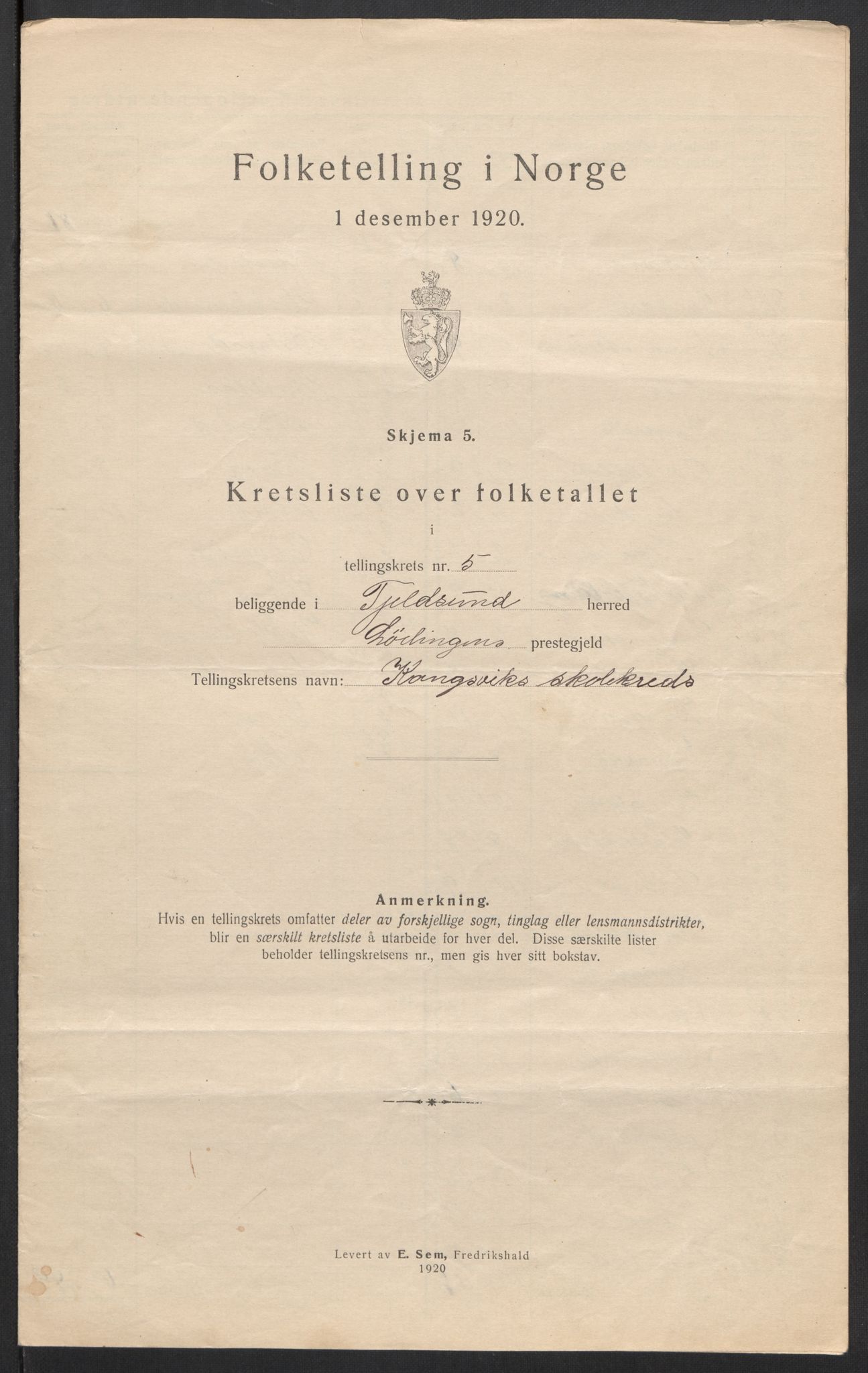 SAT, Folketelling 1920 for 1852 Tjeldsund herred, 1920, s. 20