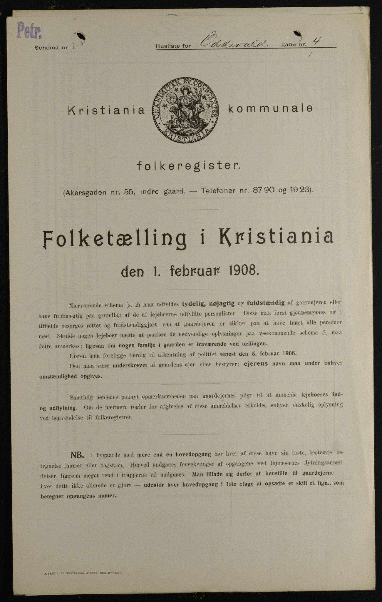 OBA, Kommunal folketelling 1.2.1908 for Kristiania kjøpstad, 1908, s. 66929