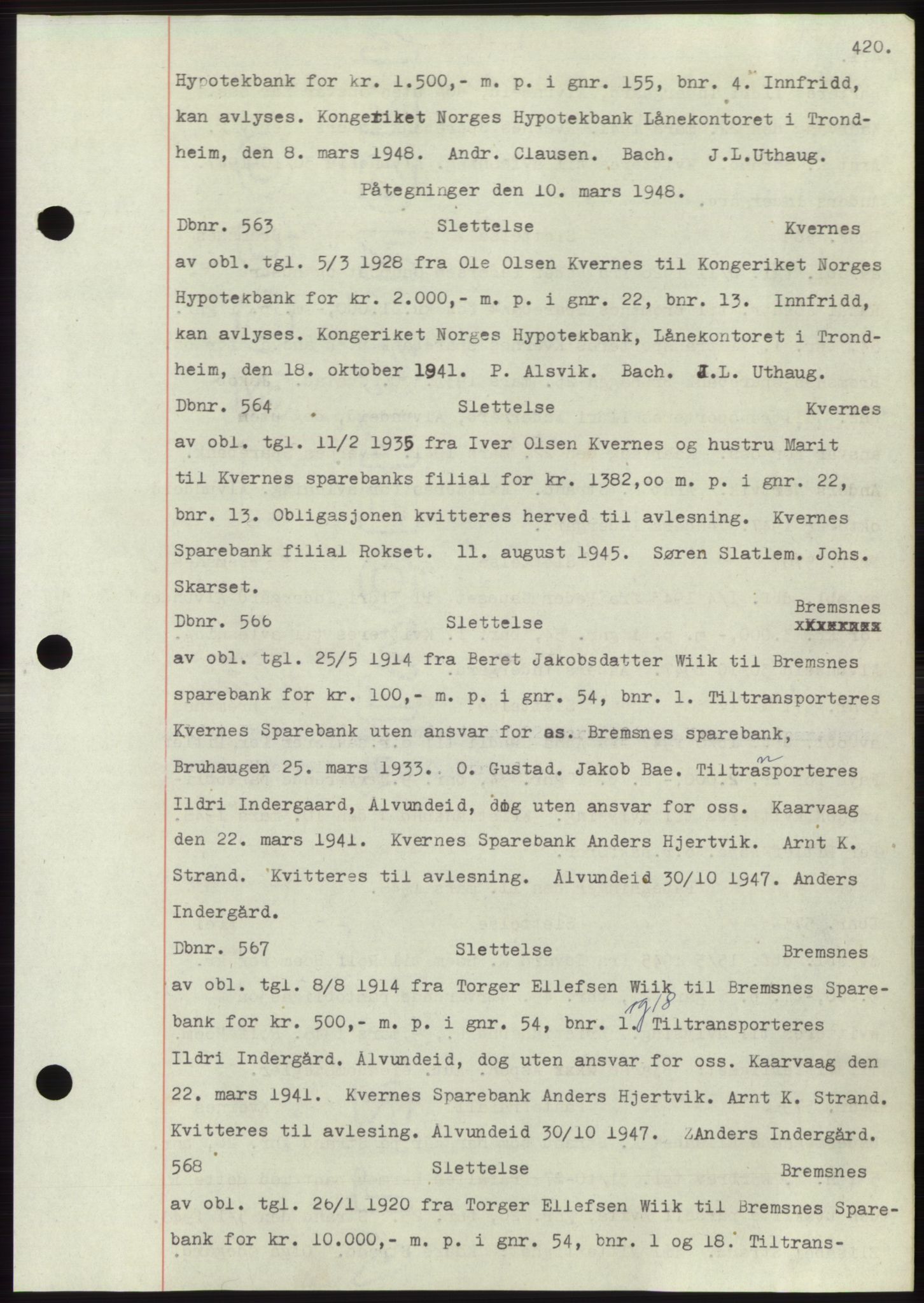 Nordmøre sorenskriveri, AV/SAT-A-4132/1/2/2Ca: Pantebok nr. C82b, 1946-1951, Dagboknr: 563/1948