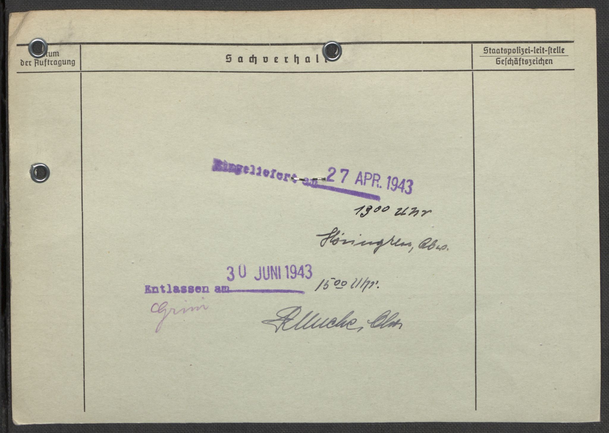 Befehlshaber der Sicherheitspolizei und des SD, AV/RA-RAFA-5969/E/Ea/Eaa/L0001: Register over norske fanger i Møllergata 19: A-Bj, 1940-1945, s. 543