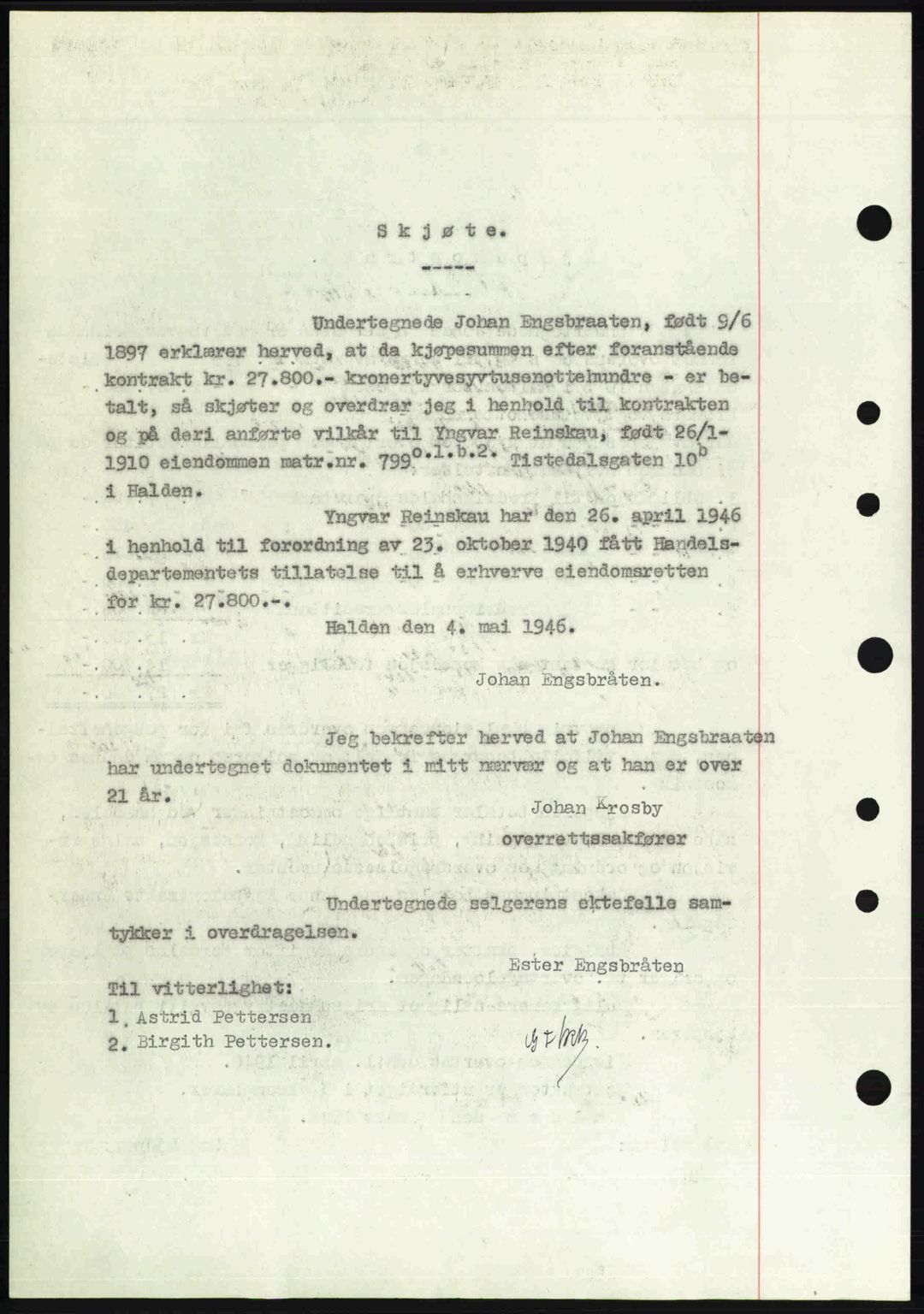 Idd og Marker sorenskriveri, AV/SAO-A-10283/G/Gb/Gbb/L0008: Pantebok nr. A8, 1946-1946, Dagboknr: 508/1946