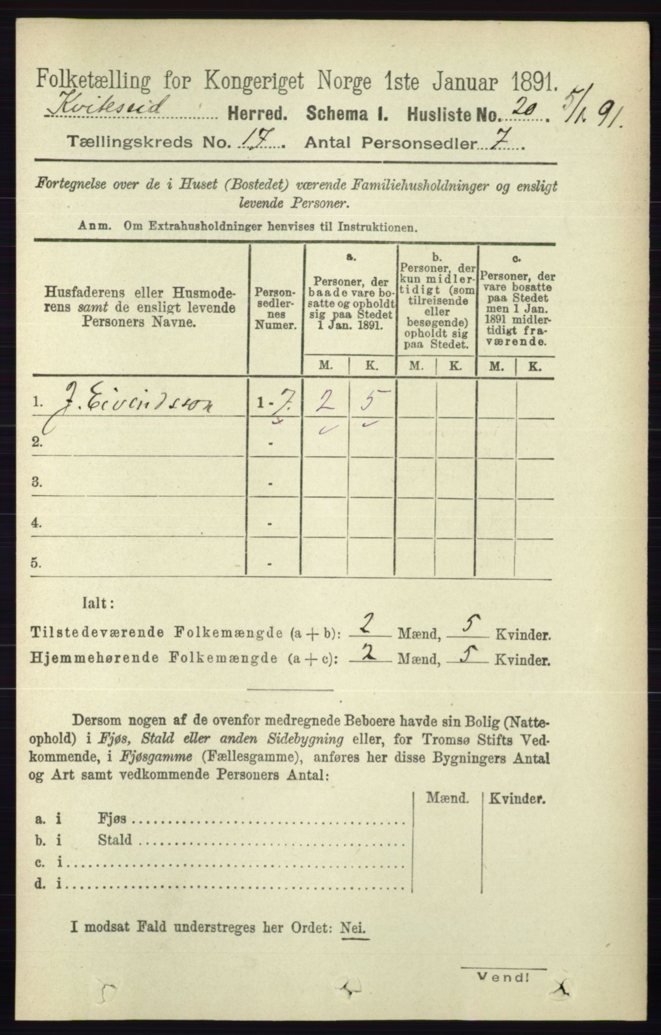 RA, Folketelling 1891 for 0829 Kviteseid herred, 1891, s. 3773