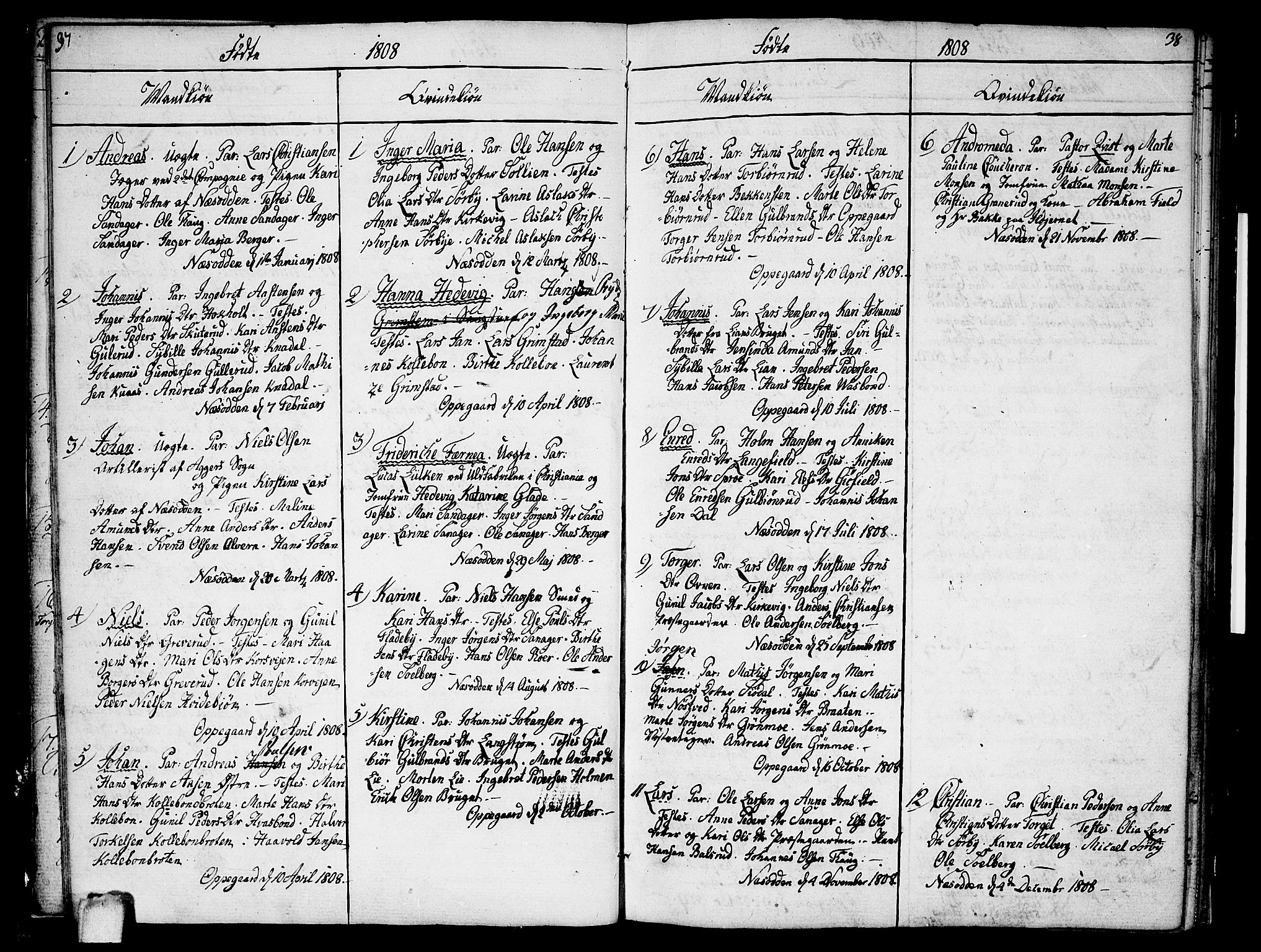 Nesodden prestekontor Kirkebøker, AV/SAO-A-10013/F/Fa/L0005: Ministerialbok nr. I 5, 1793-1814, s. 37-38