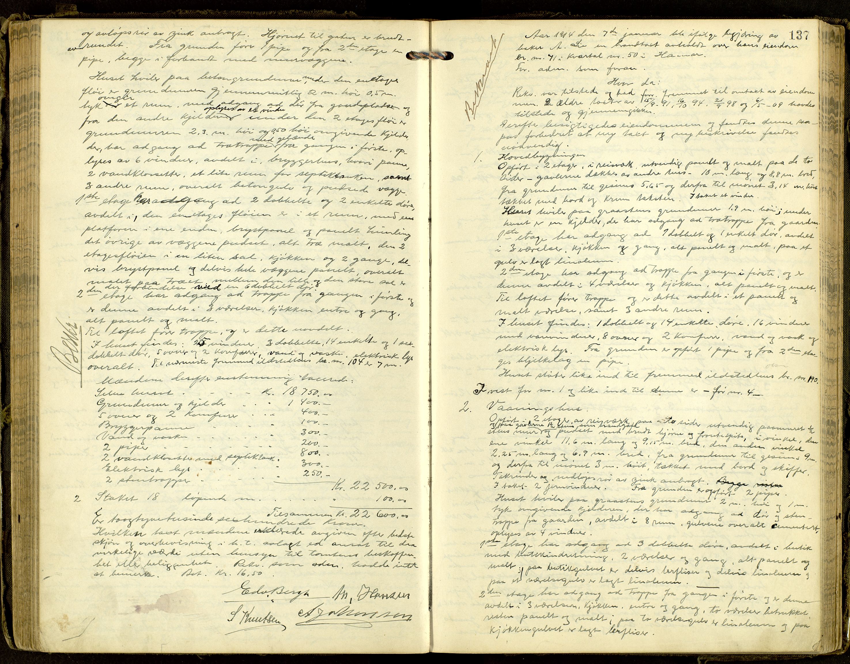 Norges Brannkasse, Hamar, AV/SAH-NBRANH-006/F/Fa/L0007: Branntakstprotokoll, 1911-1917, s. 136b-137a