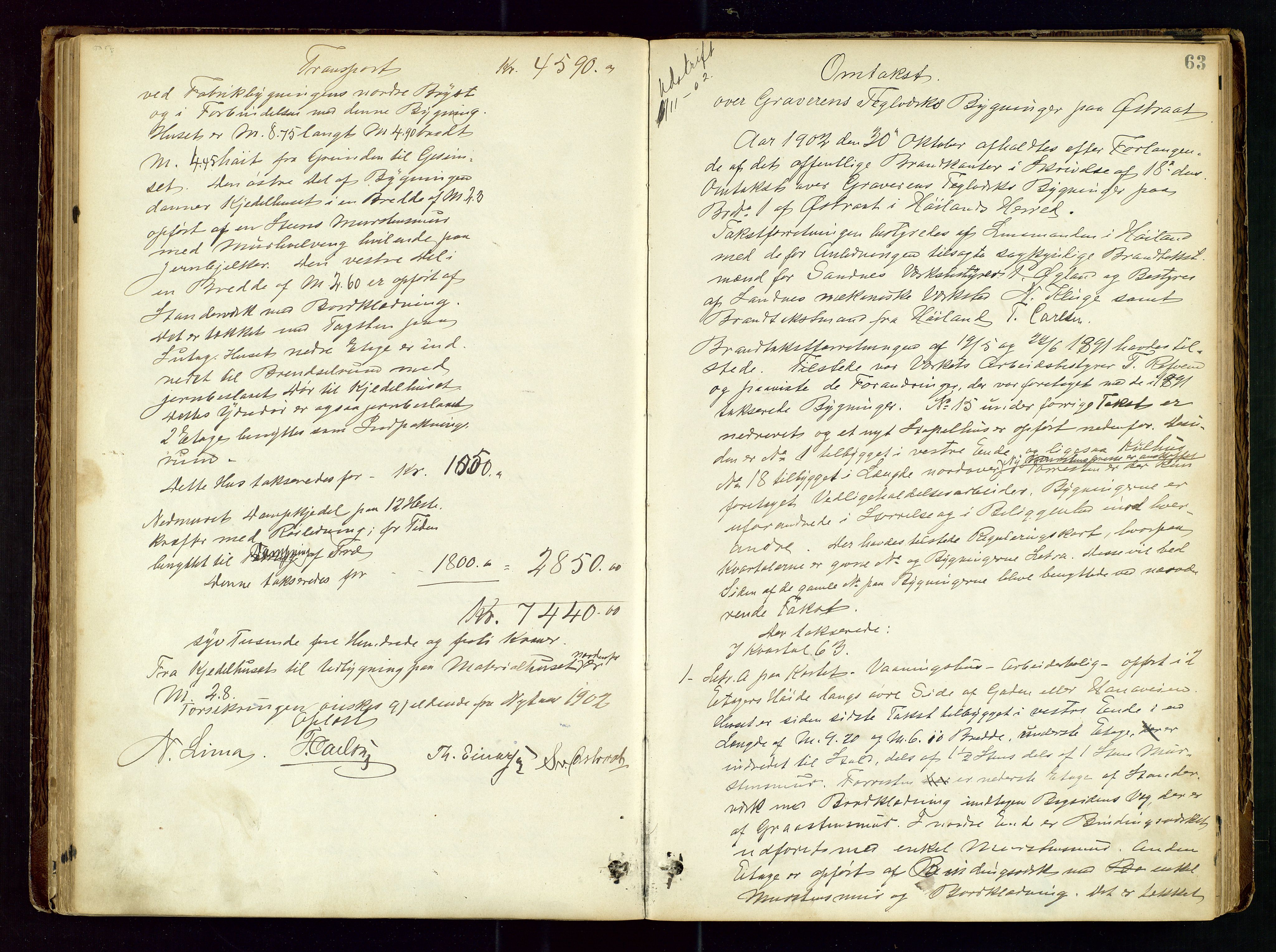 Høyland/Sandnes lensmannskontor, SAST/A-100166/Goa/L0002: "Brandtaxtprotokol for Landafdelingen i Høiland", 1880-1917, s. 62b-63a