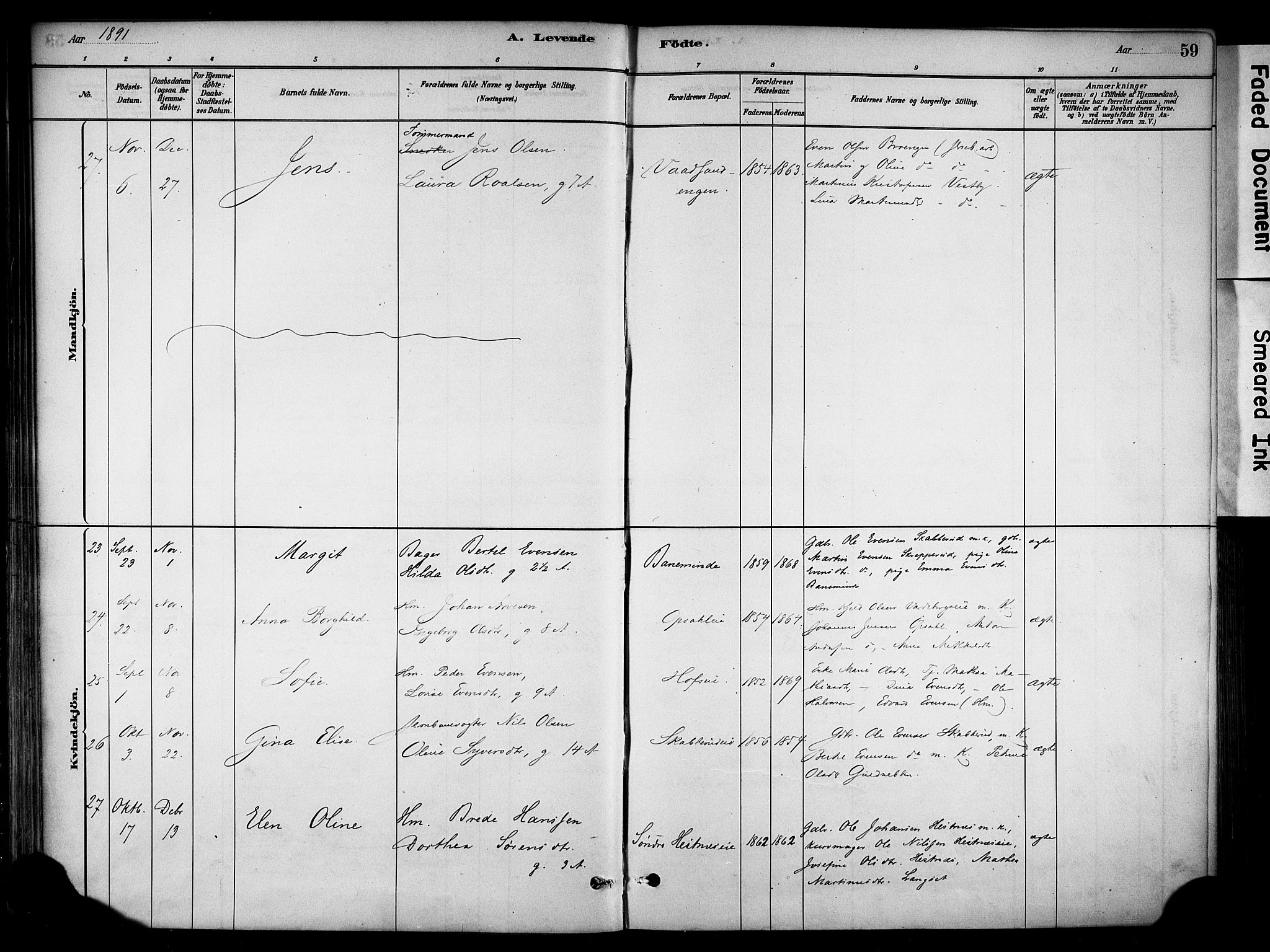Stange prestekontor, SAH/PREST-002/K/L0018: Ministerialbok nr. 18, 1880-1896, s. 59