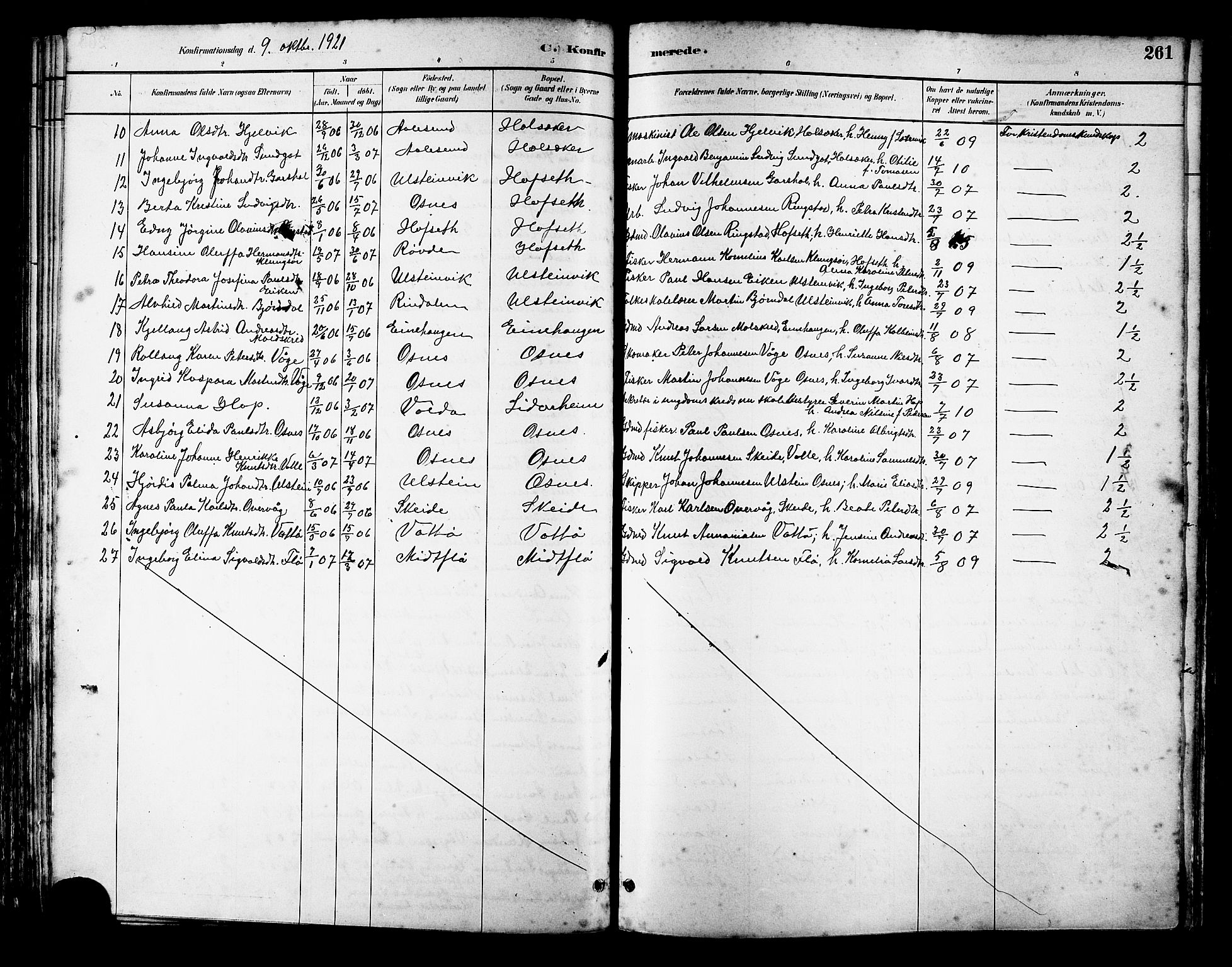 Ministerialprotokoller, klokkerbøker og fødselsregistre - Møre og Romsdal, SAT/A-1454/509/L0112: Klokkerbok nr. 509C02, 1883-1922, s. 261