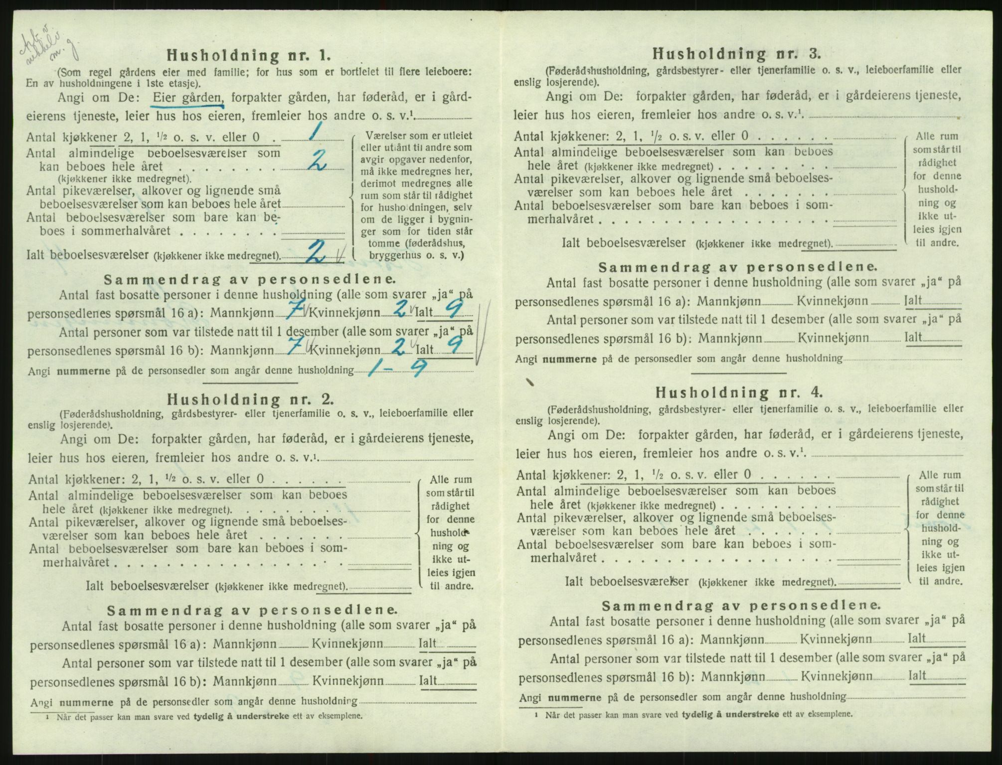 SAK, Folketelling 1920 for 0936 Hornnes herred, 1920, s. 198