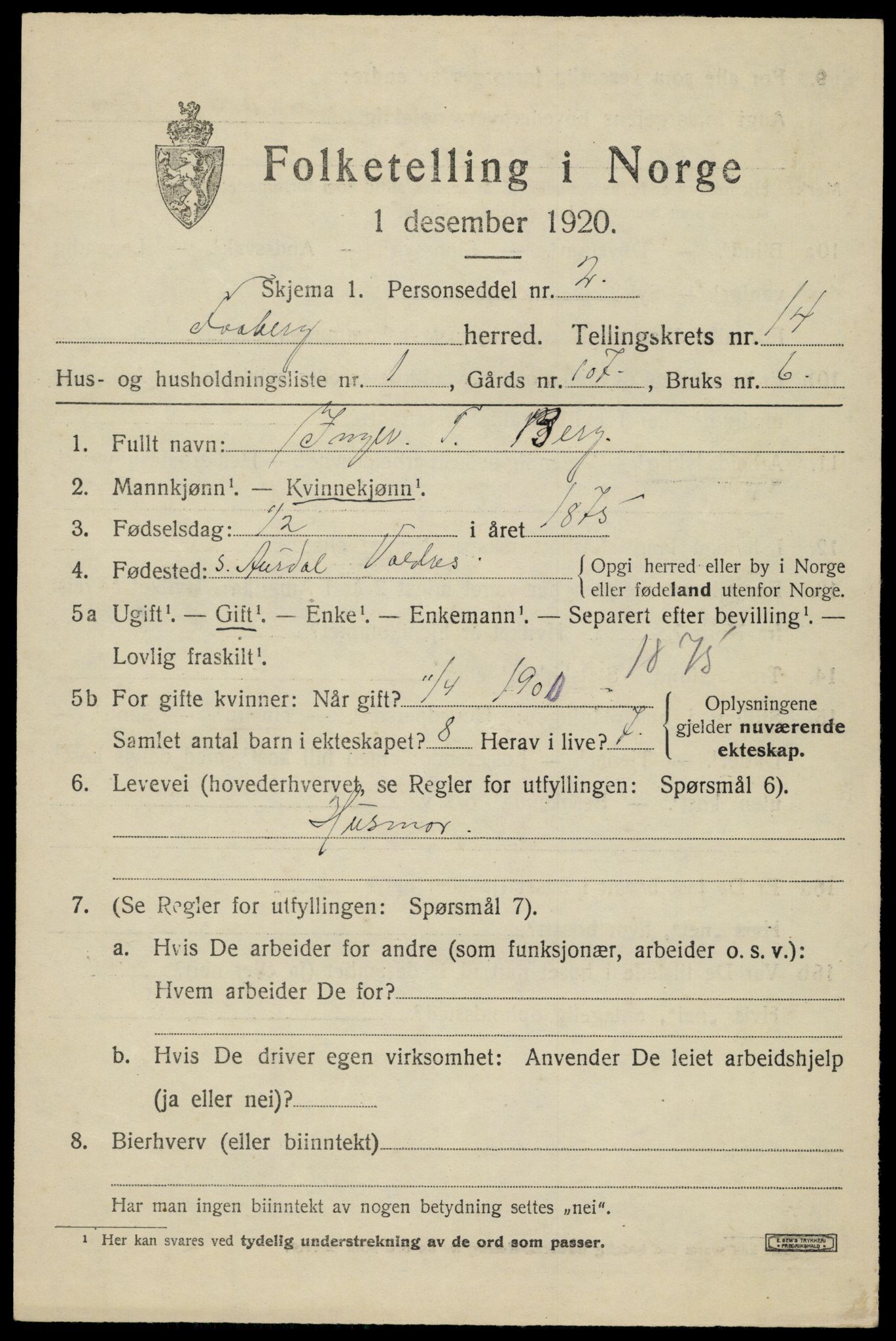 SAH, Folketelling 1920 for 0524 Fåberg herred, 1920, s. 14794
