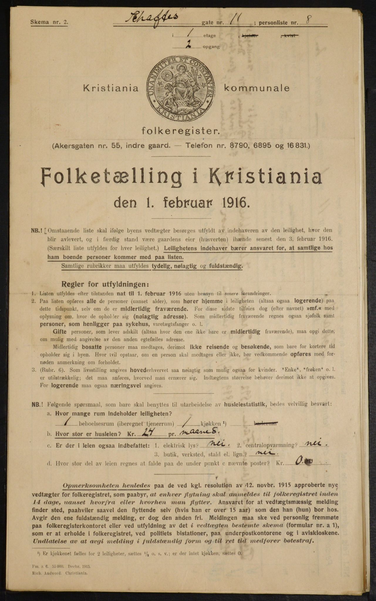 OBA, Kommunal folketelling 1.2.1916 for Kristiania, 1916, s. 91590