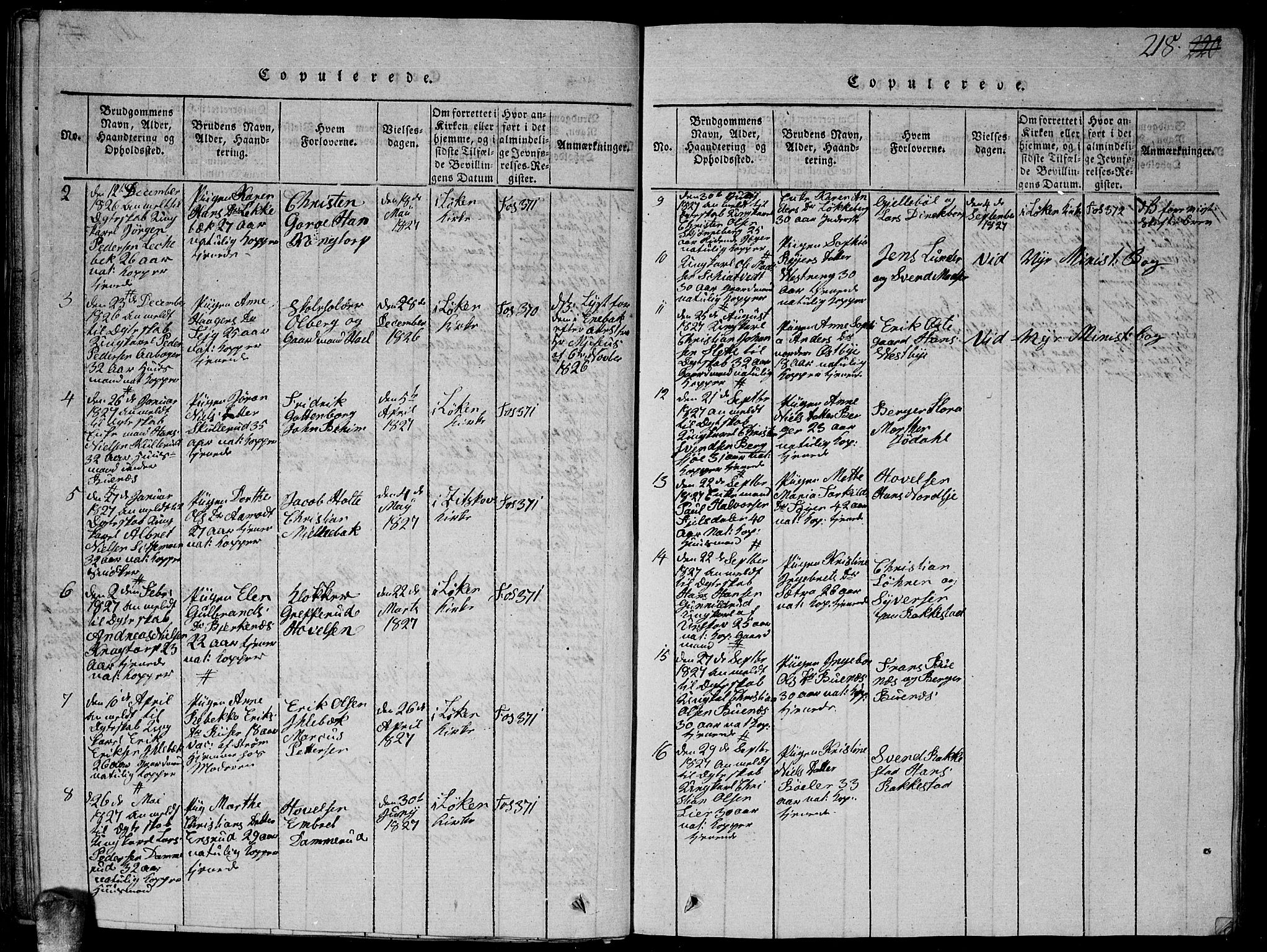 Høland prestekontor Kirkebøker, AV/SAO-A-10346a/G/Ga/L0001: Klokkerbok nr. I 1, 1814-1827, s. 218