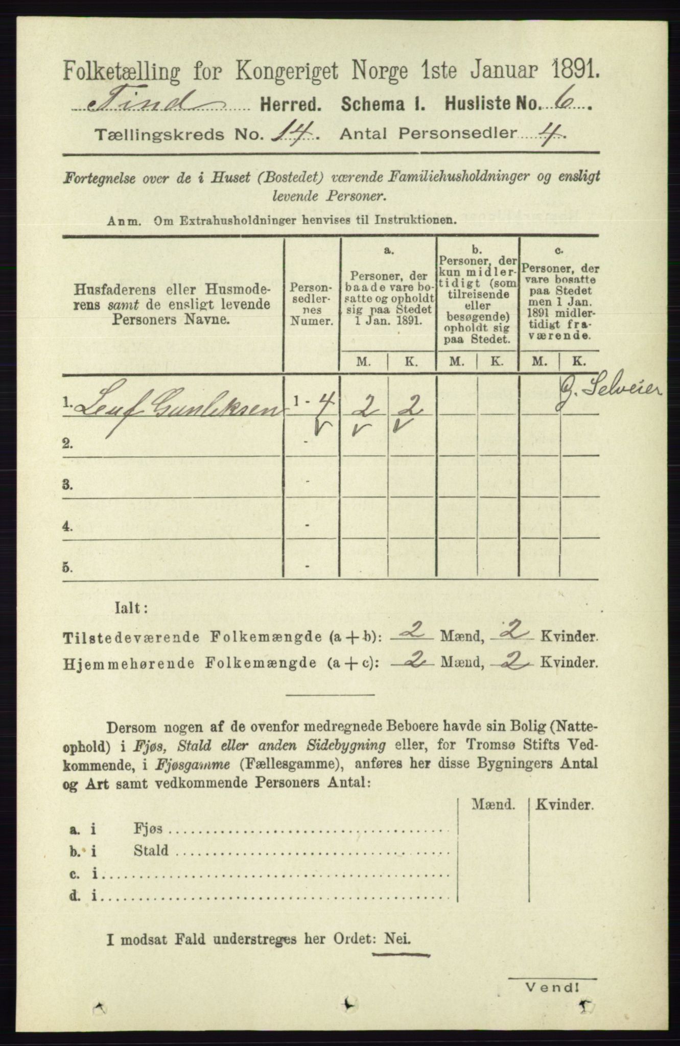 RA, Folketelling 1891 for 0826 Tinn herred, 1891, s. 2831