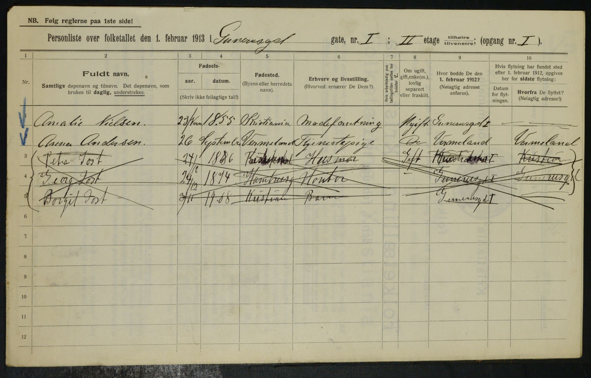 OBA, Kommunal folketelling 1.2.1913 for Kristiania, 1913, s. 5044
