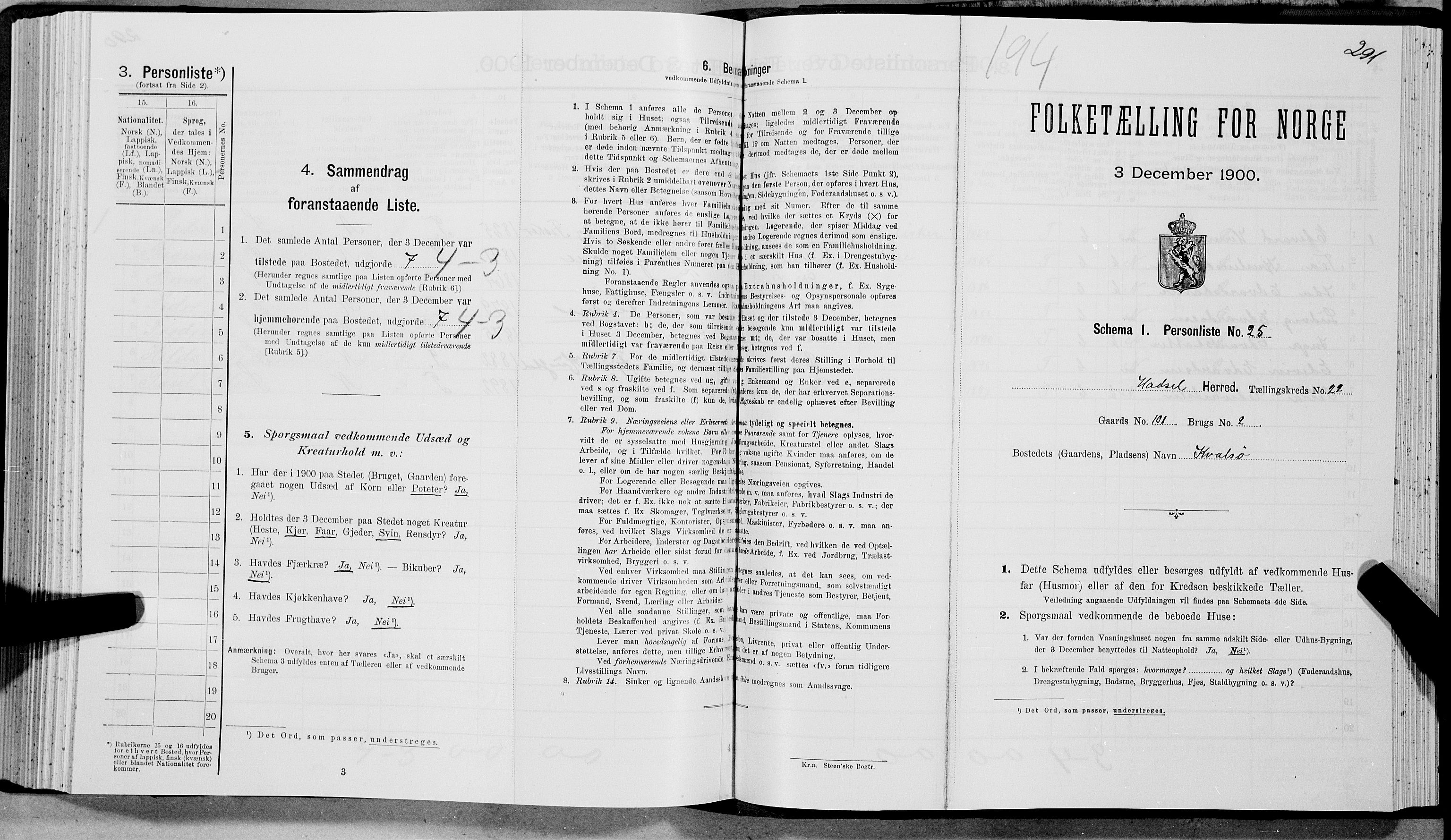 SAT, Folketelling 1900 for 1866 Hadsel herred, 1900, s. 2186