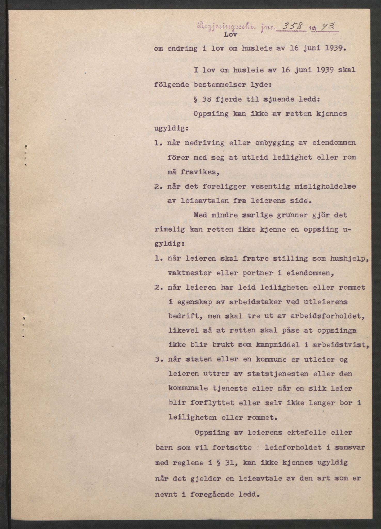 NS-administrasjonen 1940-1945 (Statsrådsekretariatet, de kommisariske statsråder mm), AV/RA-S-4279/D/Db/L0099: Lover, 1943, s. 698