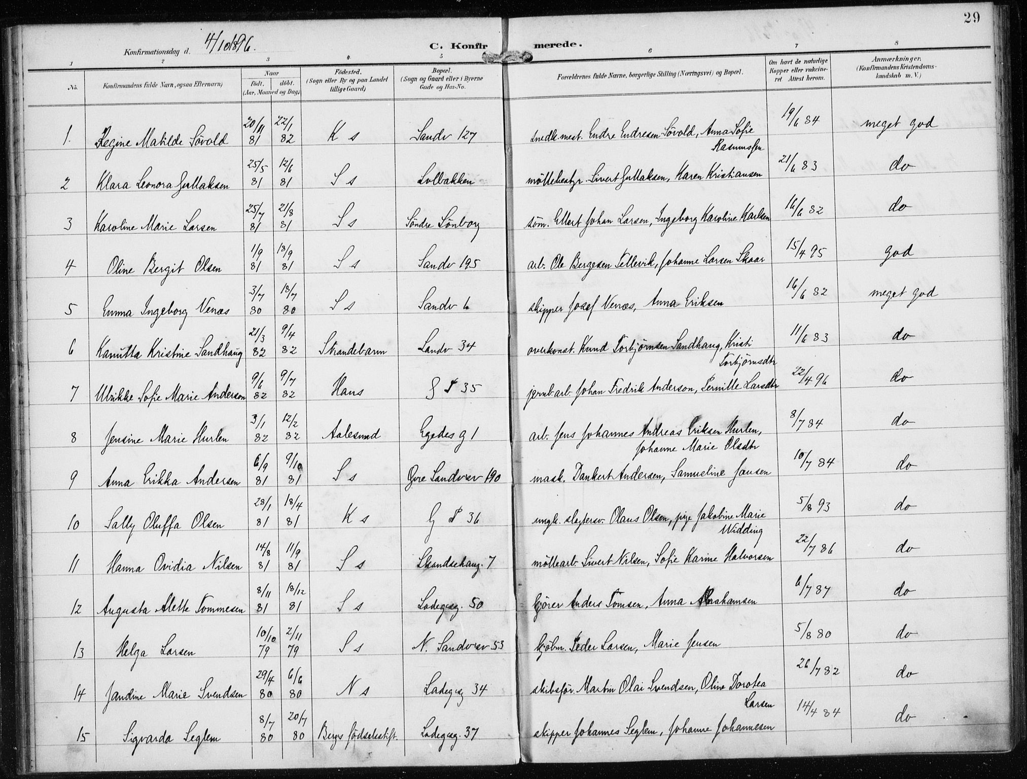 Sandviken Sokneprestembete, AV/SAB-A-77601/H/Ha/L0010: Ministerialbok nr. C 1, 1895-1905, s. 29