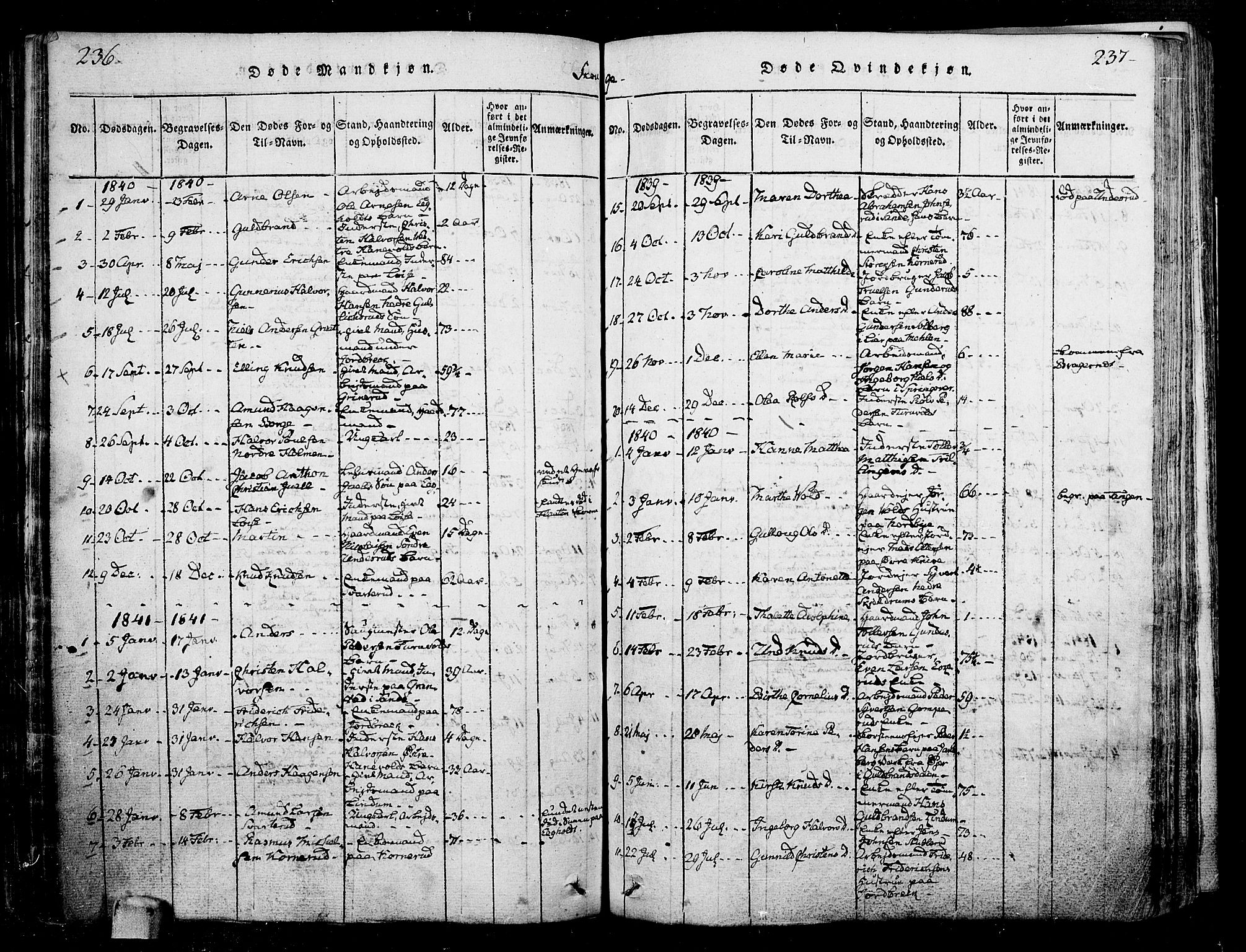 Skoger kirkebøker, SAKO/A-59/F/Fa/L0002: Ministerialbok nr. I 2 /1, 1814-1842, s. 236-237