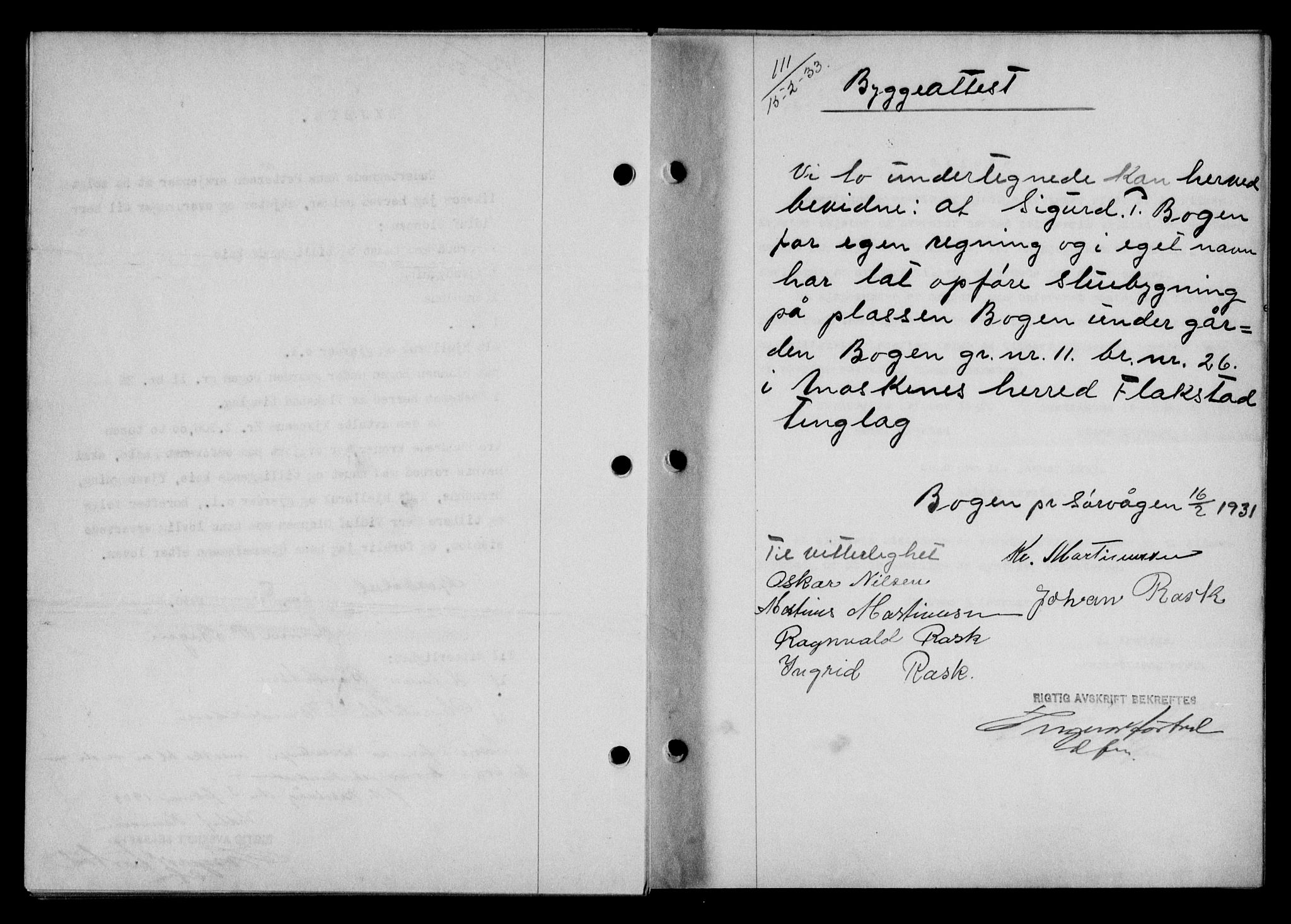 Lofoten sorenskriveri, SAT/A-0017/1/2/2C/L0027b: Pantebok nr. 27b, 1933-1933, Tingl.dato: 15.02.1933