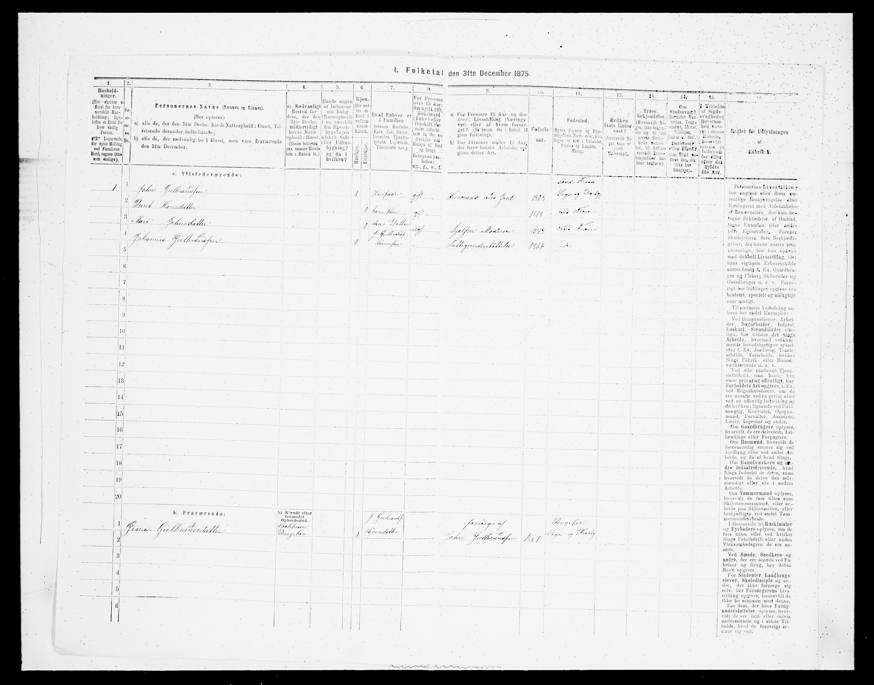 SAH, Folketelling 1875 for 0519P Sør-Fron prestegjeld, 1875, s. 847