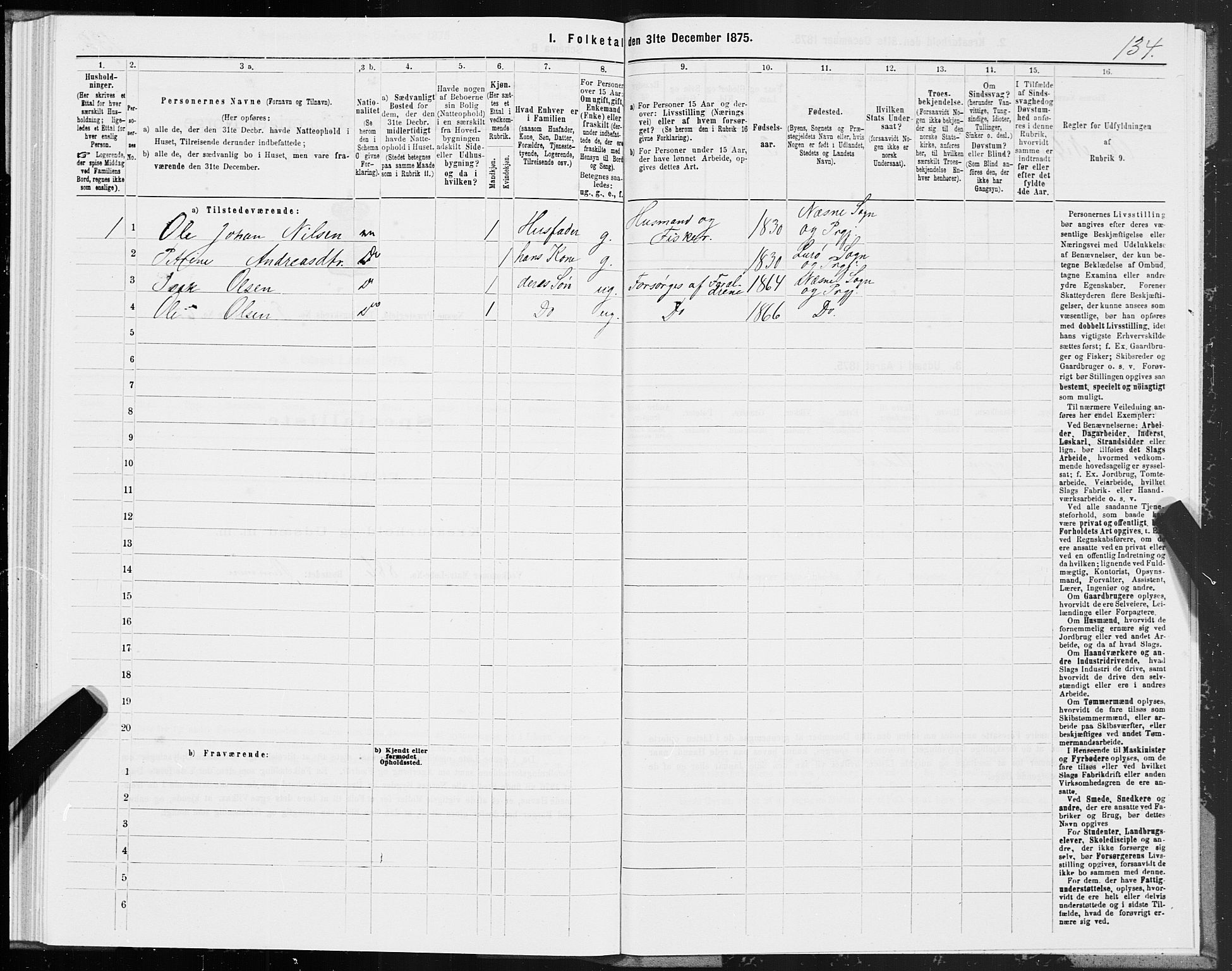 SAT, Folketelling 1875 for 1828P Nesna prestegjeld, 1875, s. 4134