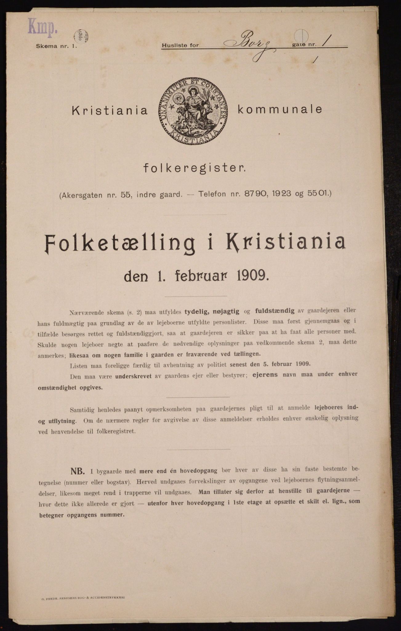 OBA, Kommunal folketelling 1.2.1909 for Kristiania kjøpstad, 1909, s. 7206
