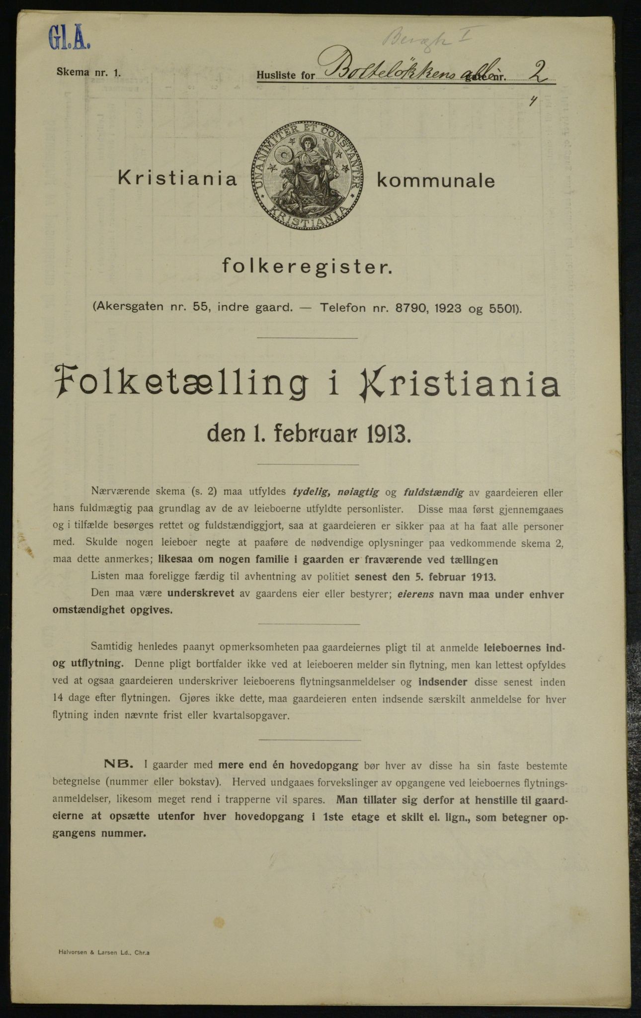 OBA, Kommunal folketelling 1.2.1913 for Kristiania, 1913, s. 7488