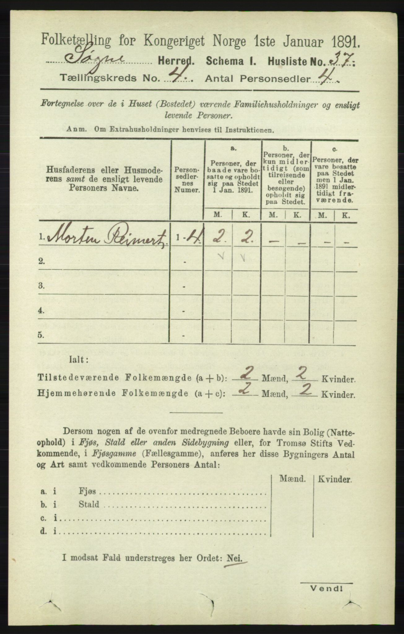 RA, Folketelling 1891 for 1018 Søgne herred, 1891, s. 619