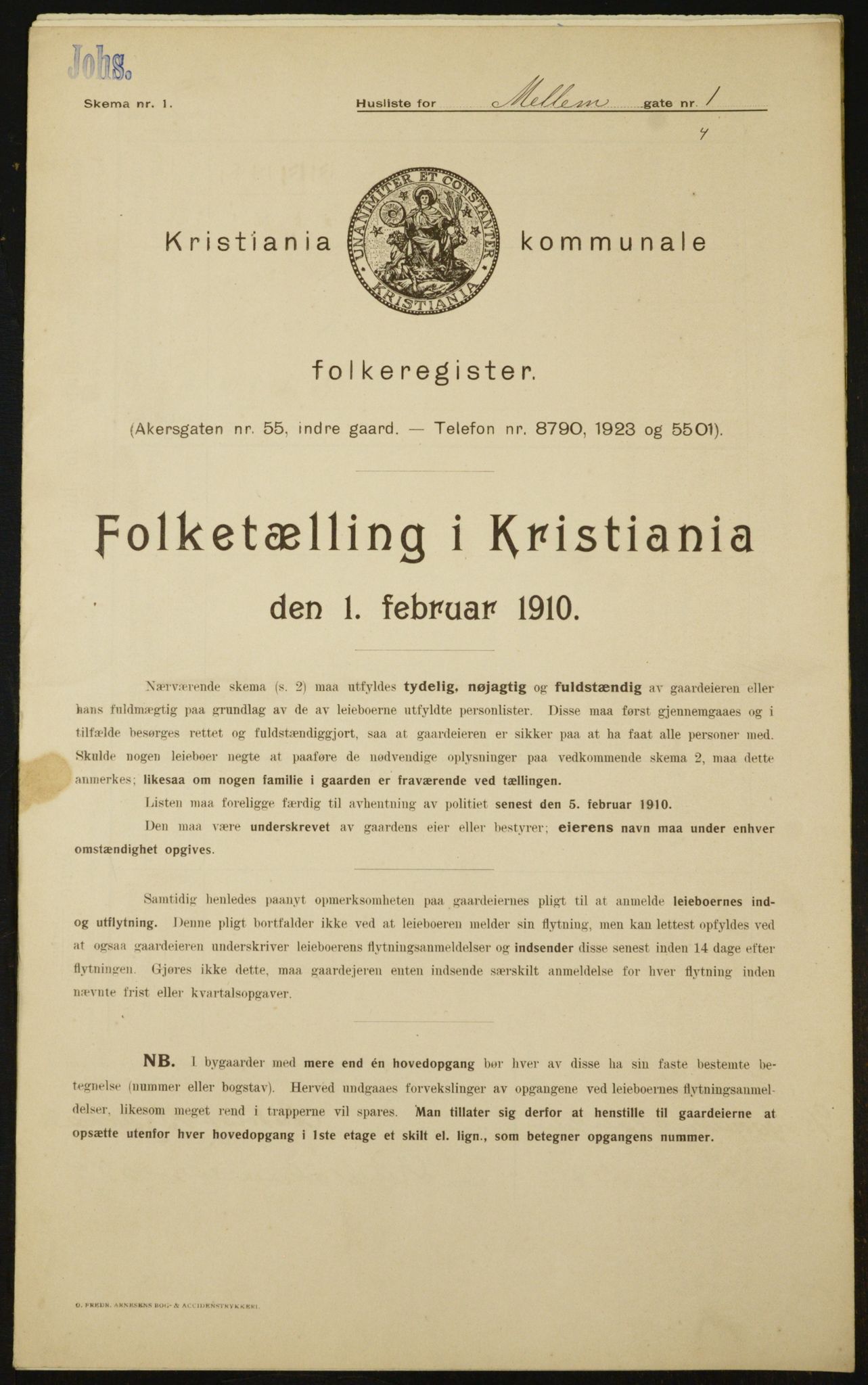 OBA, Kommunal folketelling 1.2.1910 for Kristiania, 1910, s. 62969