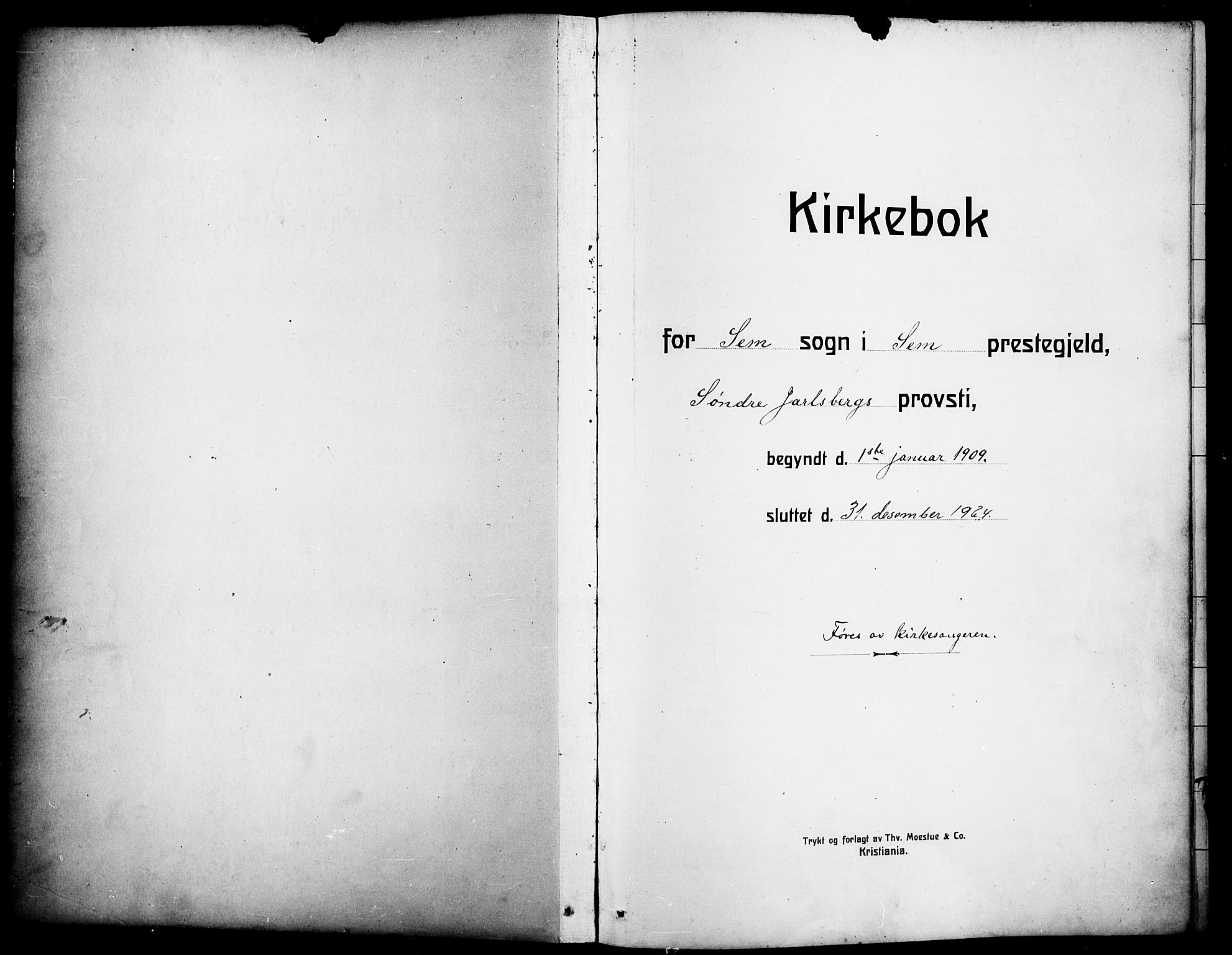 Sem kirkebøker, AV/SAKO-A-5/G/Ga/L0007: Klokkerbok nr. I 7, 1909-1924