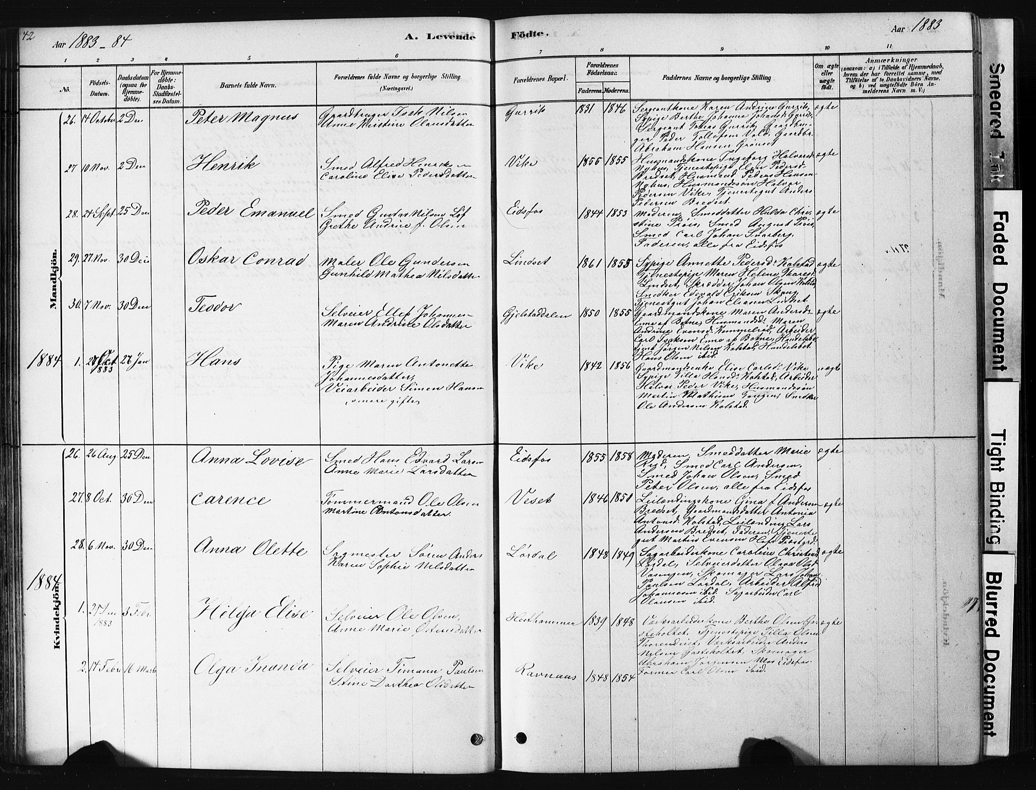 Hof kirkebøker, AV/SAKO-A-64/G/Ga/L0004: Klokkerbok nr. I 4, 1878-1930, s. 42