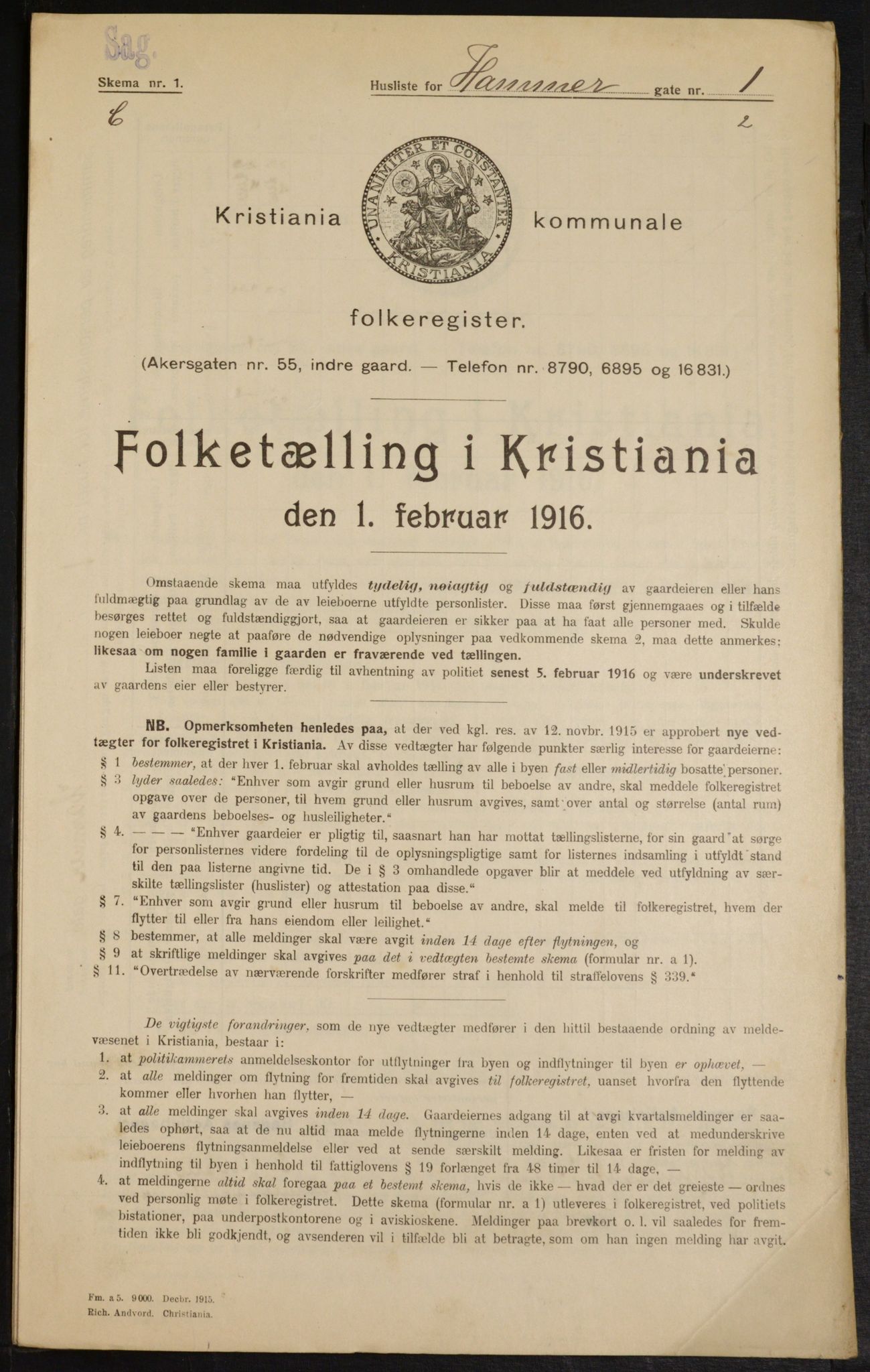 OBA, Kommunal folketelling 1.2.1916 for Kristiania, 1916, s. 34919