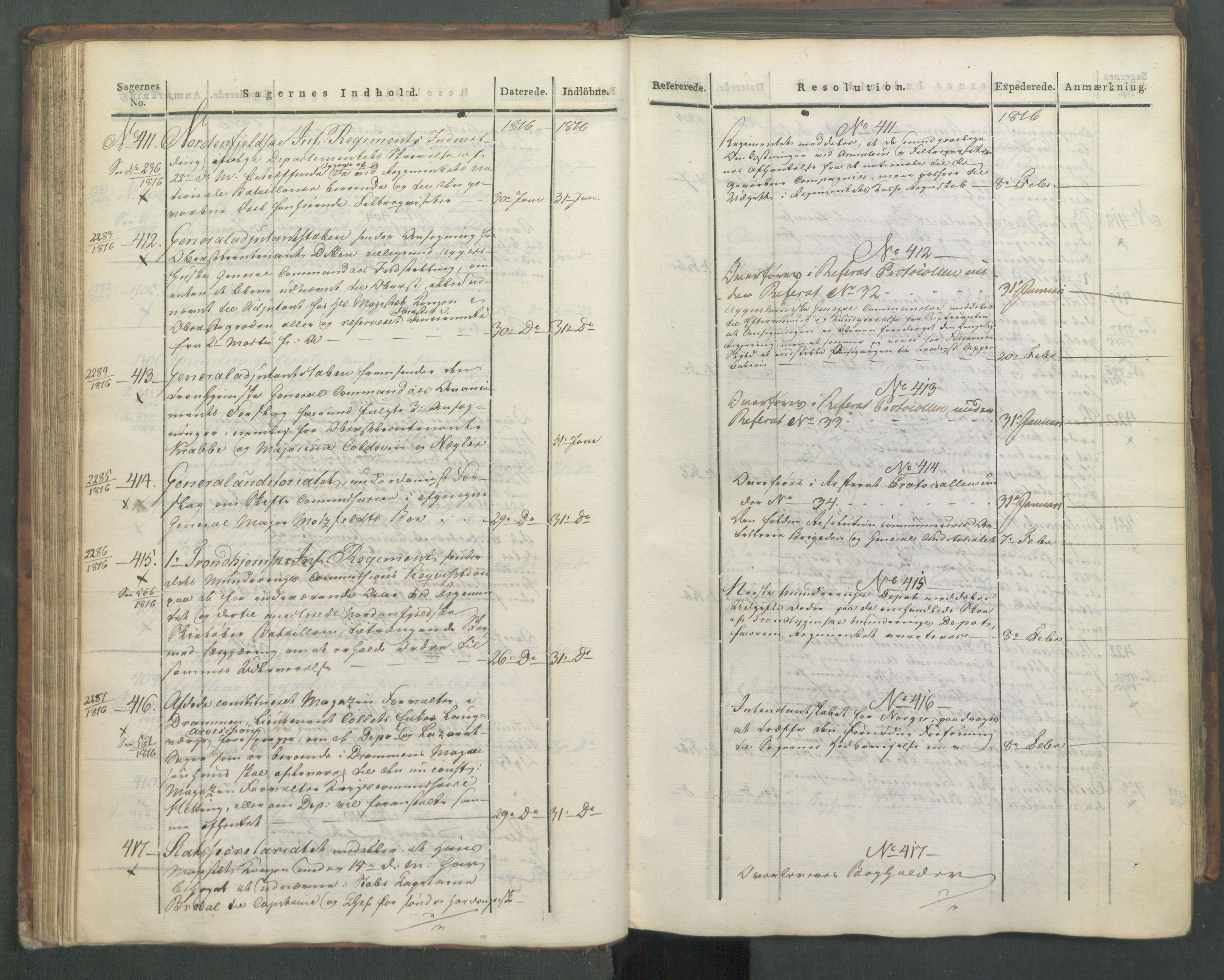 Armédepartementet, AV/RA-RAFA-3493/C/Ca/L0008: 6. Departements Journal, 1816