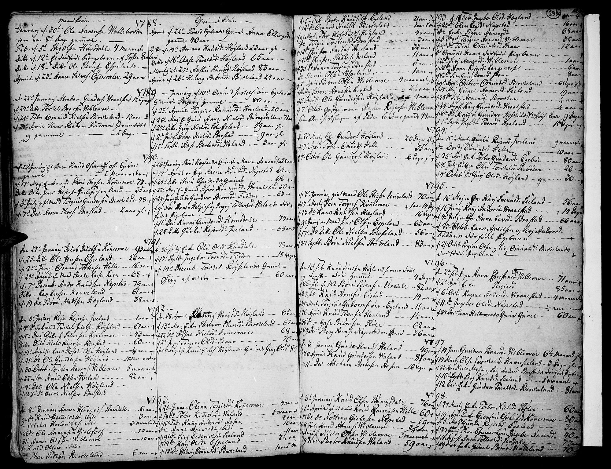Sør-Audnedal sokneprestkontor, AV/SAK-1111-0039/F/Fa/Fab/L0002: Ministerialbok nr. A 2 /4, 1768-1814, s. 231