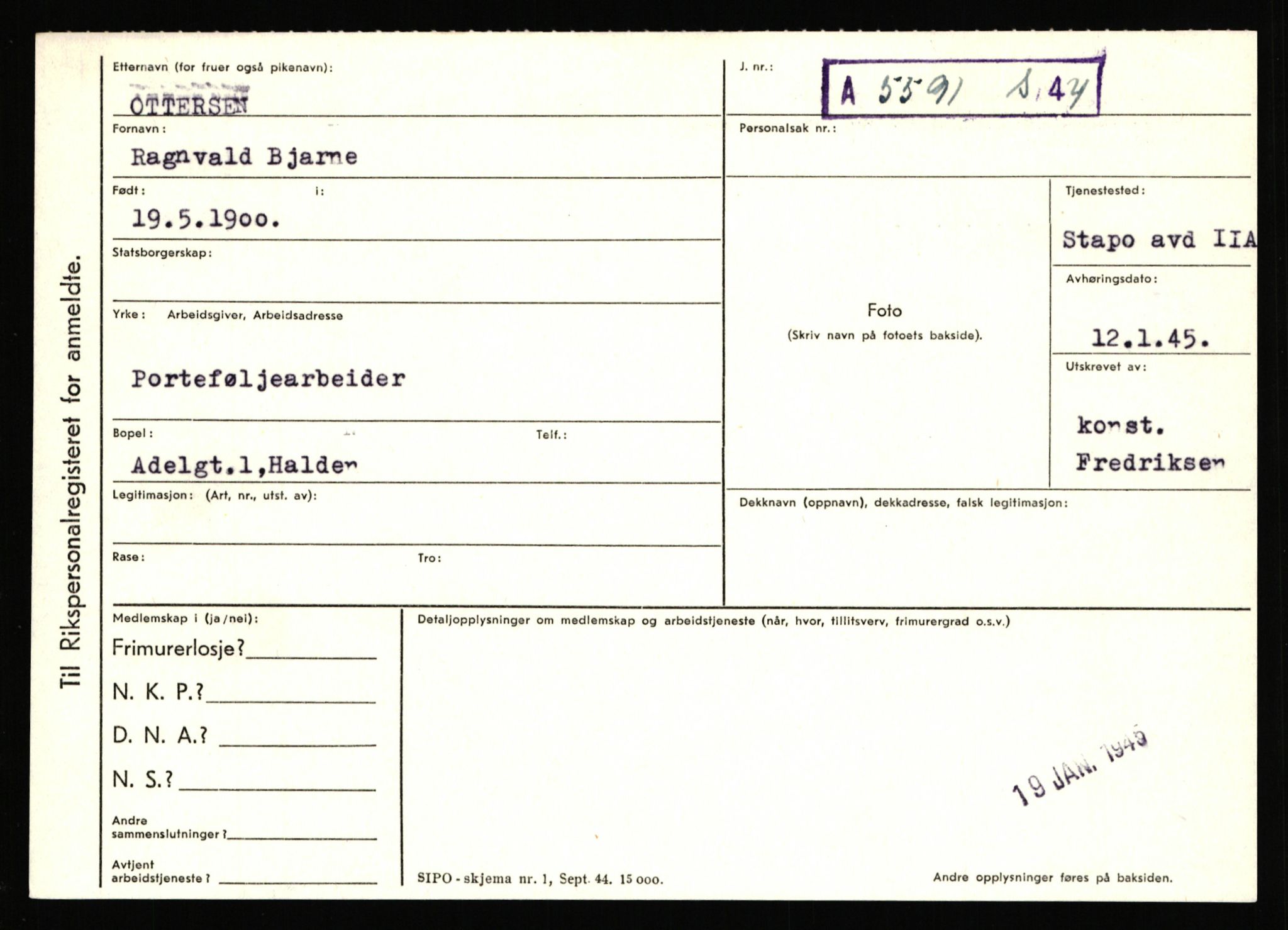 Statspolitiet - Hovedkontoret / Osloavdelingen, AV/RA-S-1329/C/Ca/L0012: Oanæs - Quistgaard	, 1943-1945, s. 2719